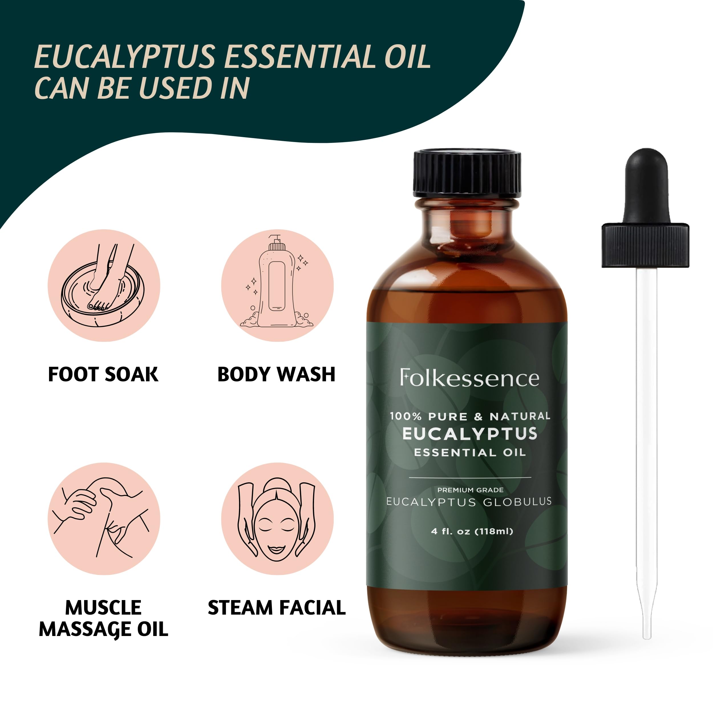 Folkulture Eucalyptus Essential Oil for Diffuser - 4 Fl Oz - 100% Pure, Natural and Undilluted Essential Oil FolkultureBuy Supplements Australia