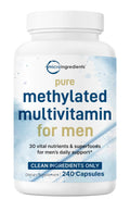 Pure Methylated Multivitamin for Men, 240 Capsules | 30 Key Nutrients with Vitamin C, D, E, B Complex + Methylfolate Micro IngredientsBuy Supplements Australia