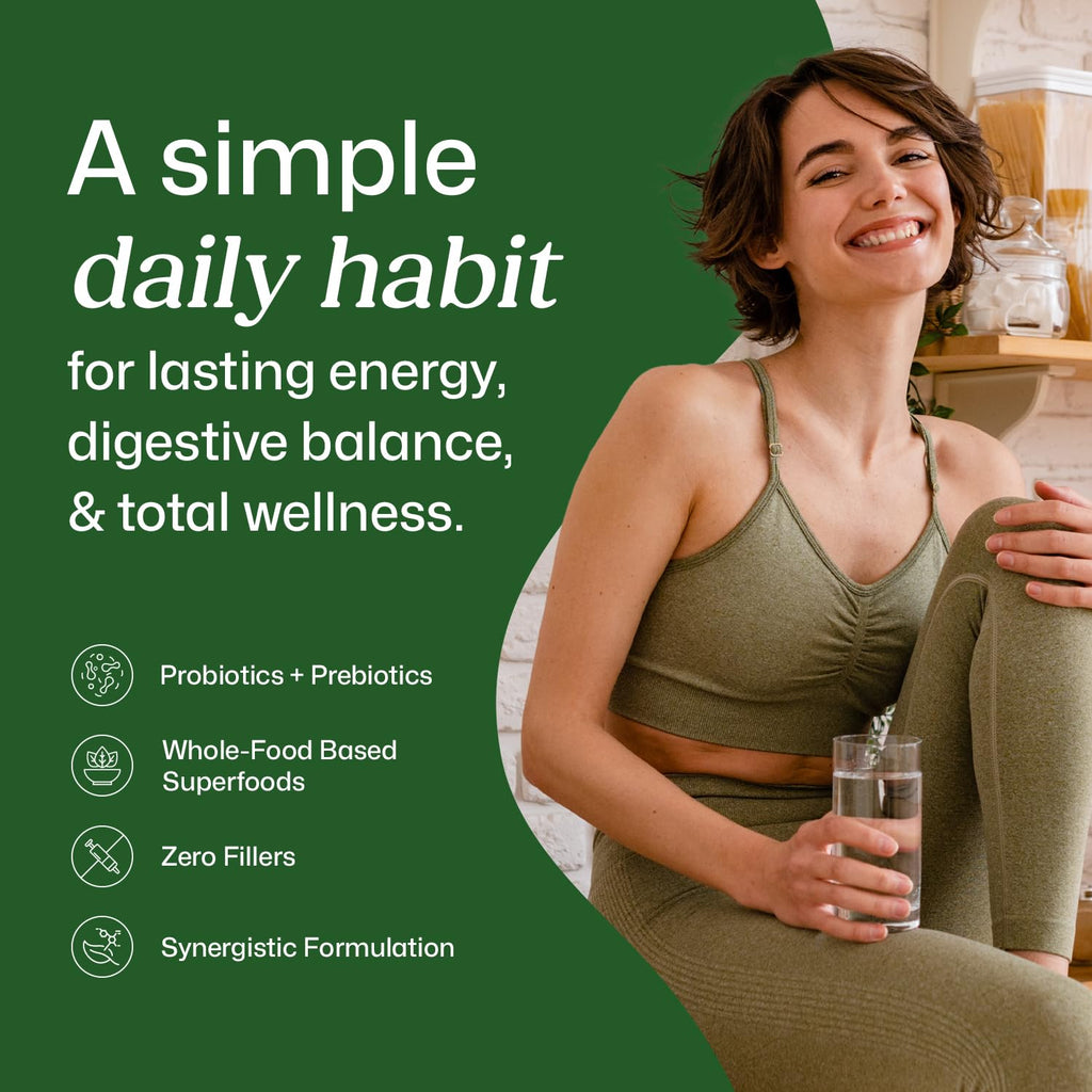 ColonBroom Superfood Greens Powder Supplement | Super Greens Juice Powder with Probiotics, Prebiotics, Spirulina & Chlorella | Natural for Energy, Immunity, Digestion & Detox Support | 28 Servings ColonBroomBuy Supplements Australia