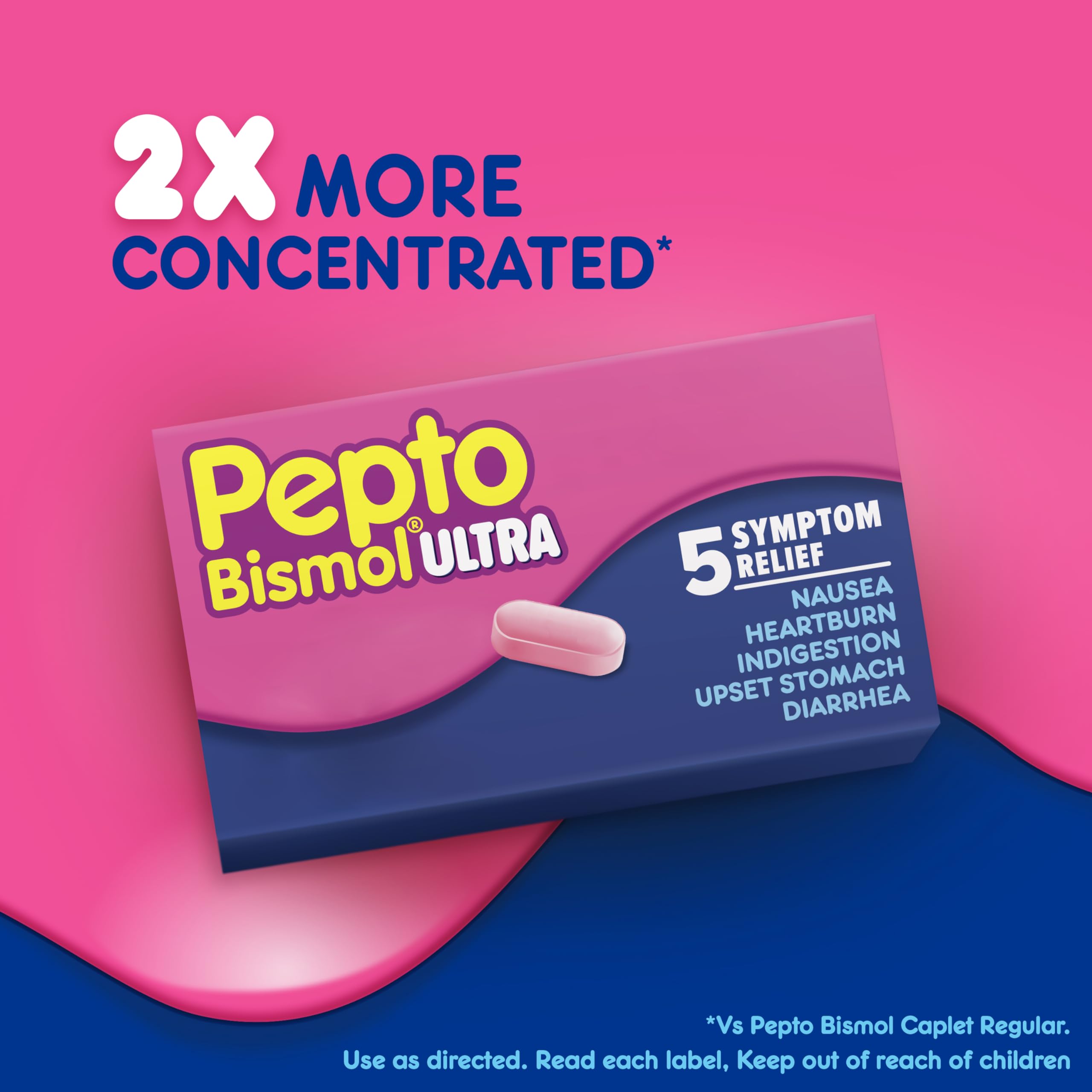 Pepto Bismol ULTRA Caplets, Upset Stomach Relief, Nausea Relief, Heartburn Relief, Indigestion Relief, Anti Diarrhea Medication for Adults - 5 Symptom Relief, 24 ct Pepto Bismol buy supplements Au