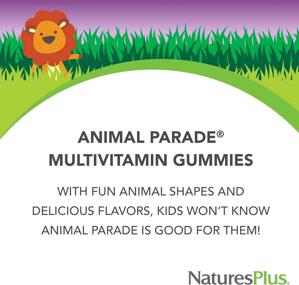 NaturesPlus Animal Parade Multivitamin Children's Gummies - 90 Count - Assorted Cherry, Grape & Orange Flavors NaturesPlus