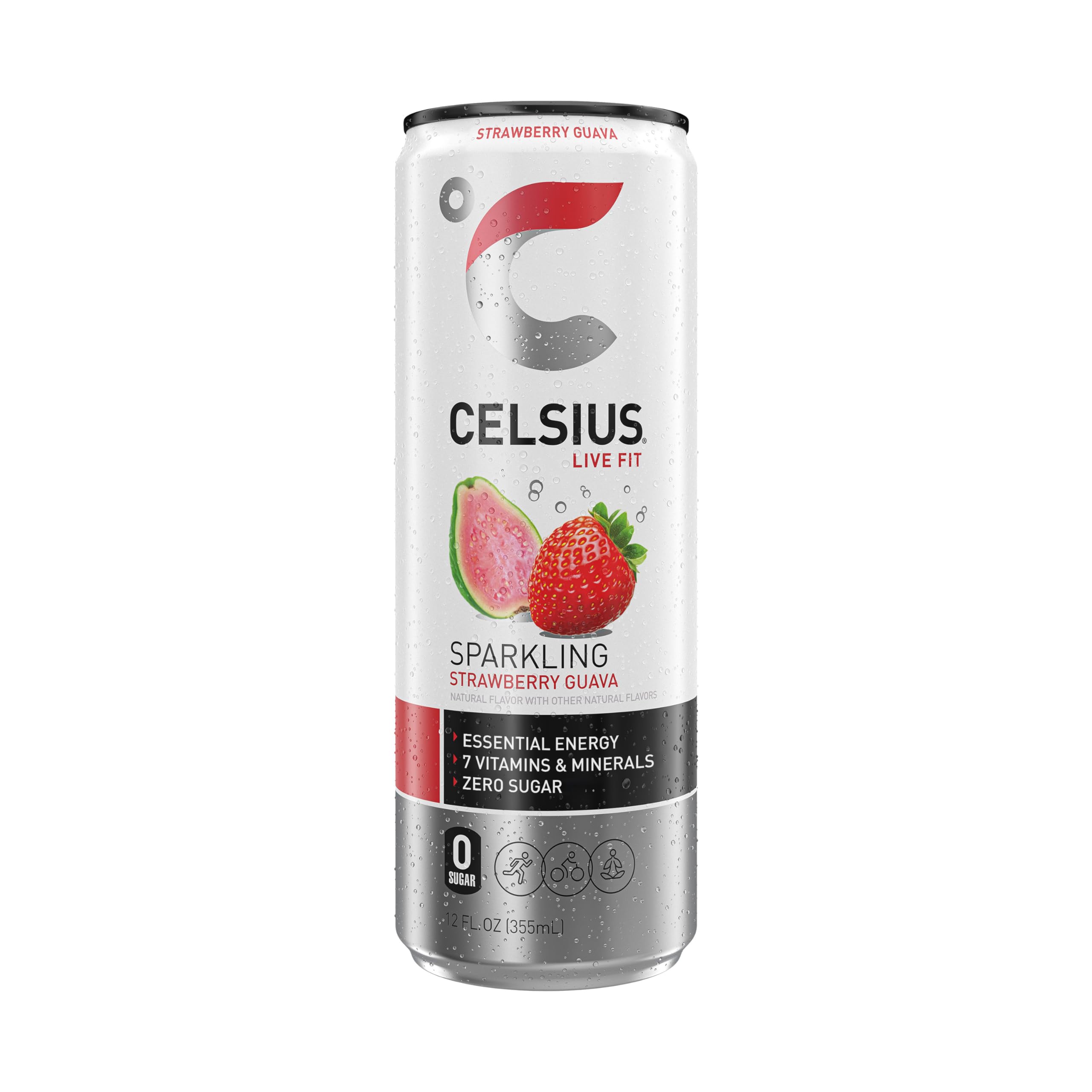 CELSIUS Sparkling Strawberry Guava, Functional Essential Energy Drink 12 Fl Oz (Pack of 12) CELSIUSBuy Supplements Australia