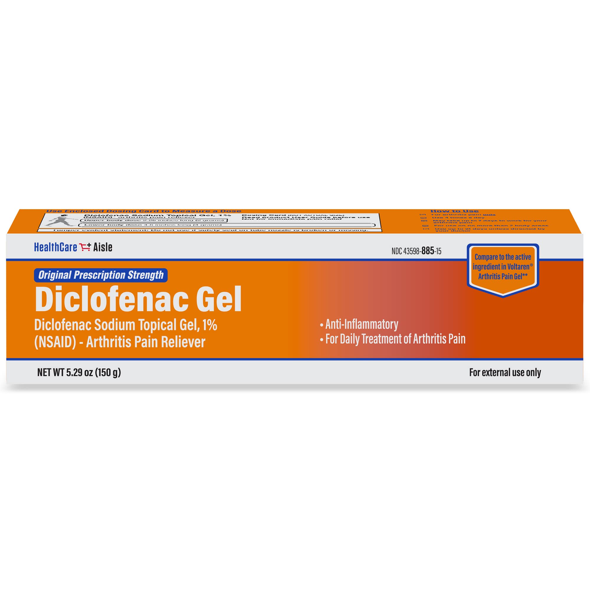HealthCareAisle Diclofenac Gel, 1%, Arthritis Pain Relief - 150 g tube - Original Prescription Strength (NSAID) HealthCareAisleBuy Supplements Australia