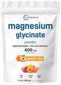 Magnesium Powder, 12oz (56 Servings) | Magnesium Glycinate Powder | Sweet Peach Ring Flavored | Sleep, Muscle, Heart & Nerve Health Support | Easily Absorbed | Non-GMO, Vegan, Sugar Free Micro IngredientsBuy Supplements Australia
