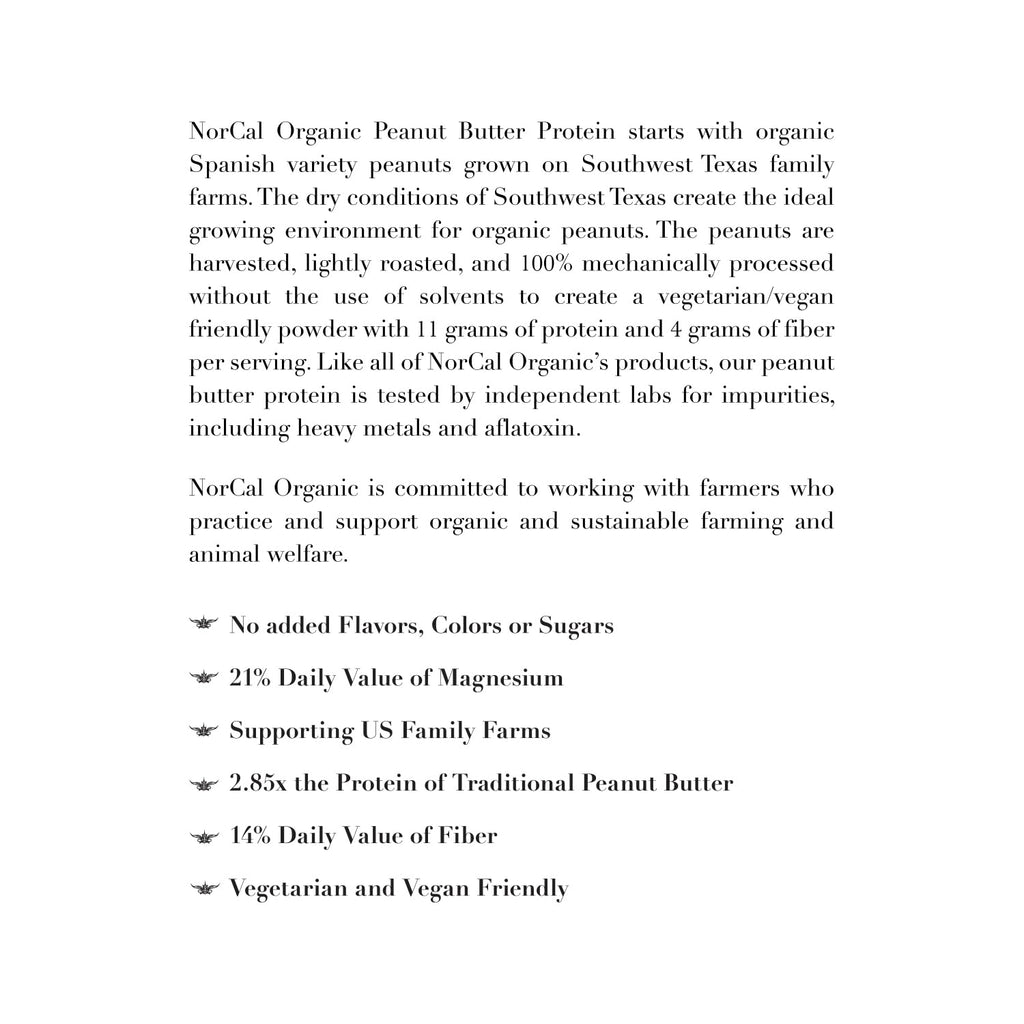 Norcal Organic Peanut Butter Protein Powder - 2lb | Vegan, Low-Cal, 11g Protein NorCal OrganicBuy Supplements Australia