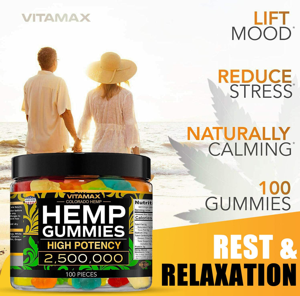 Vitamax Hemp Gummies - Great for Peace & Relaxation - 2,500,000 - Natural Fruit Flavors VitamaxBuy Supplements Australia