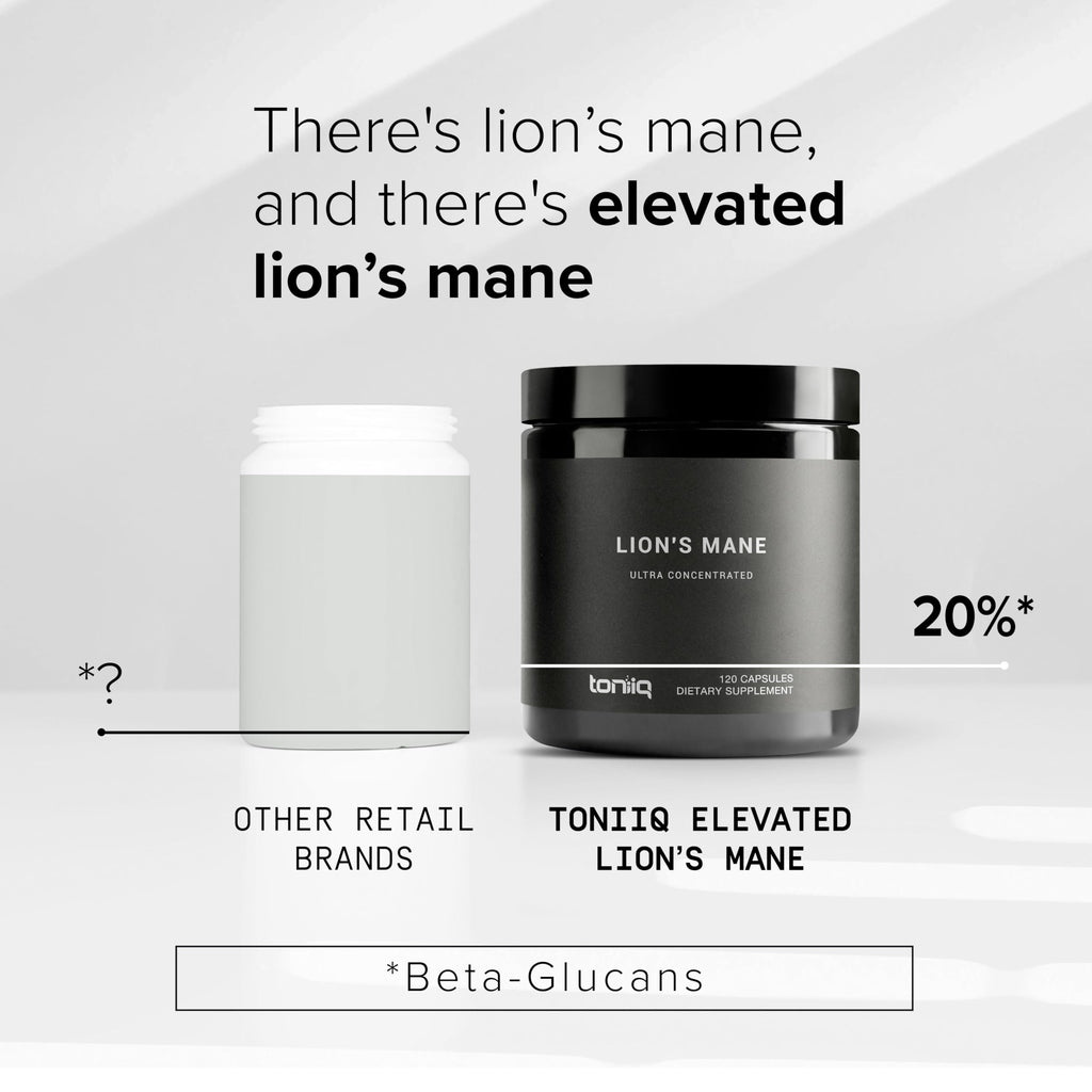 Toniiq Lion’s Mane - Ultra High Potency 10:1 Extract with 30% Polysaccharides - Highly Concentrated & Bioactive - Third-Party Lab Tested - 120 Capsules Toniiq buy supplements Au
