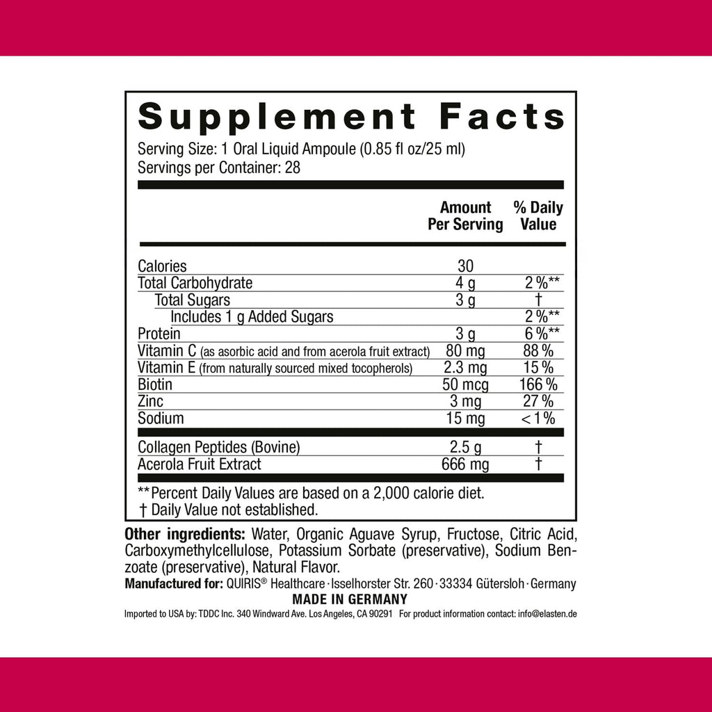 ELASTEN Clinically Tested Collagen Complex for Radiant Skin from Within – Reduces Fine Lines – Supports Healthy Connective Tissue – 28 Liquid Collagen Ampoules (0.85 fl oz / 25 ml Each) Elasten buy supplements Au