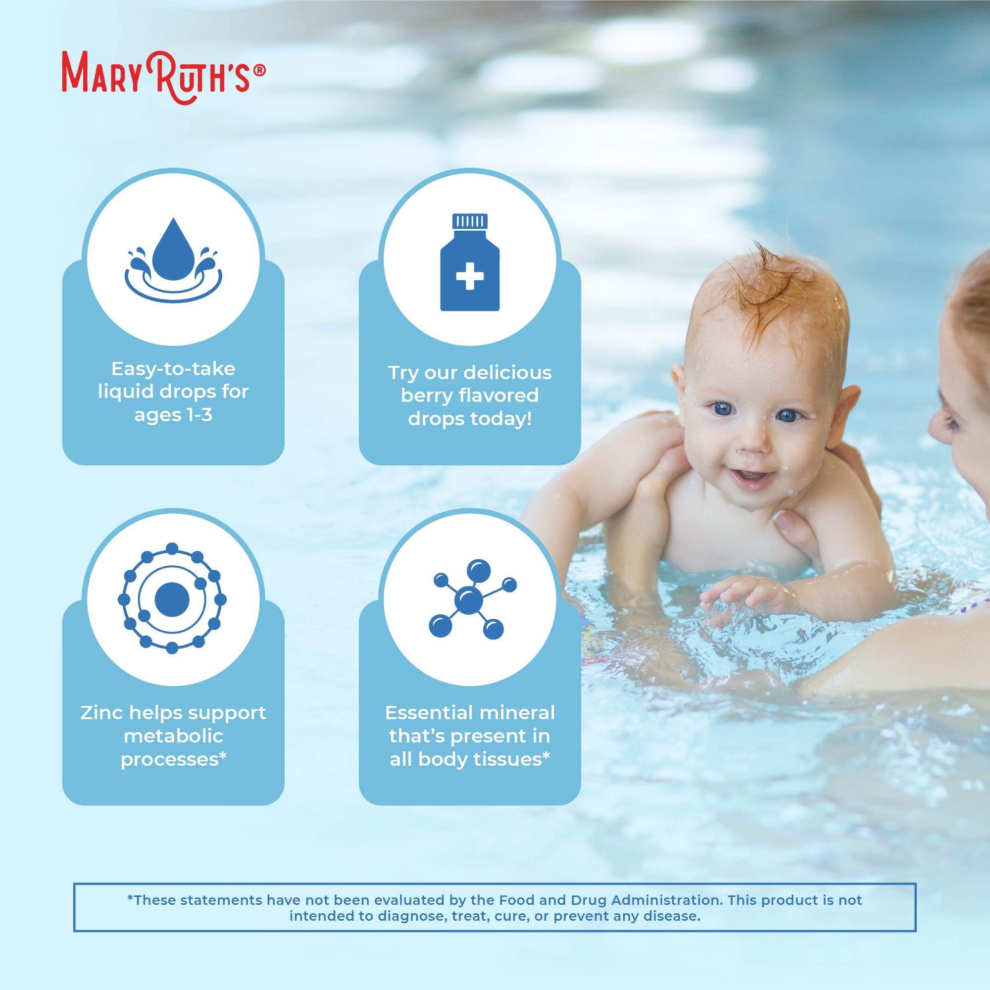 MaryRuth Organics USDA Toddler Liquid Drops | Zinc Sulfate | Immune Support Supplement| Skin Health | Vegan | Formulated for Ages 1-3 | Delicious Berry Flavor | 1 Month Supply | 2 Fl Oz MARYRUTH'SBuy Supplements Australia