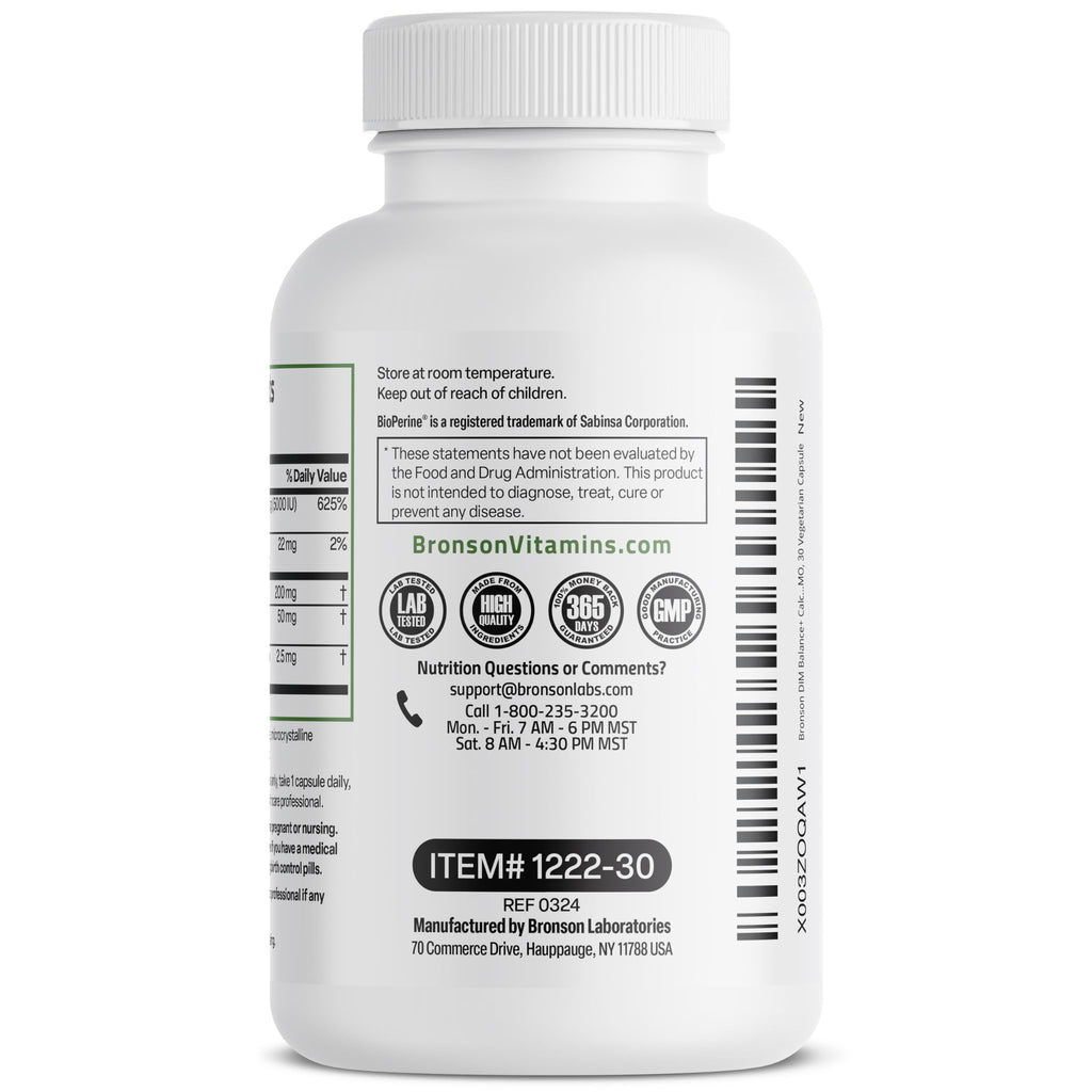 Bronson DIM Balance+ Calcium D-Glucarate, Broccoli Sprouts and Vitamin D3 200 MG of DIM per Capsule Supports Estrogen Metabolism and Balanced Hormone Levels Non-GMO, 30 Vegetarian Capsules BronsonBuy Supplements Australia
