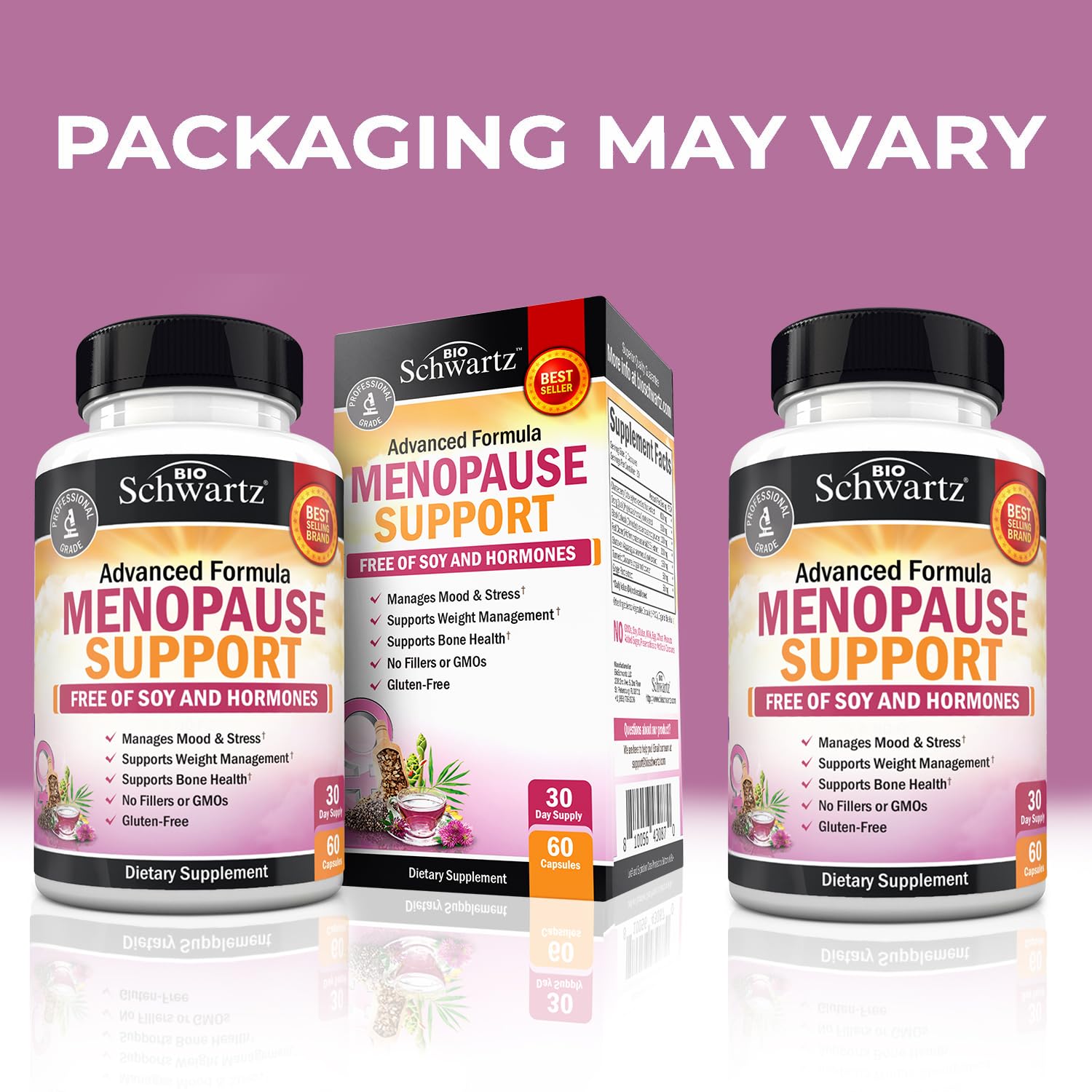 Herbal Menopause Support for Women - Supports Healthy Mood and Balance with Milk Thistle Chasteberry Black Cohosh Red Clover Turmeric Ginger - Menopause Supplements for Women - 60 Veggie Capsules BioSchwartzBuy Supplements Australia