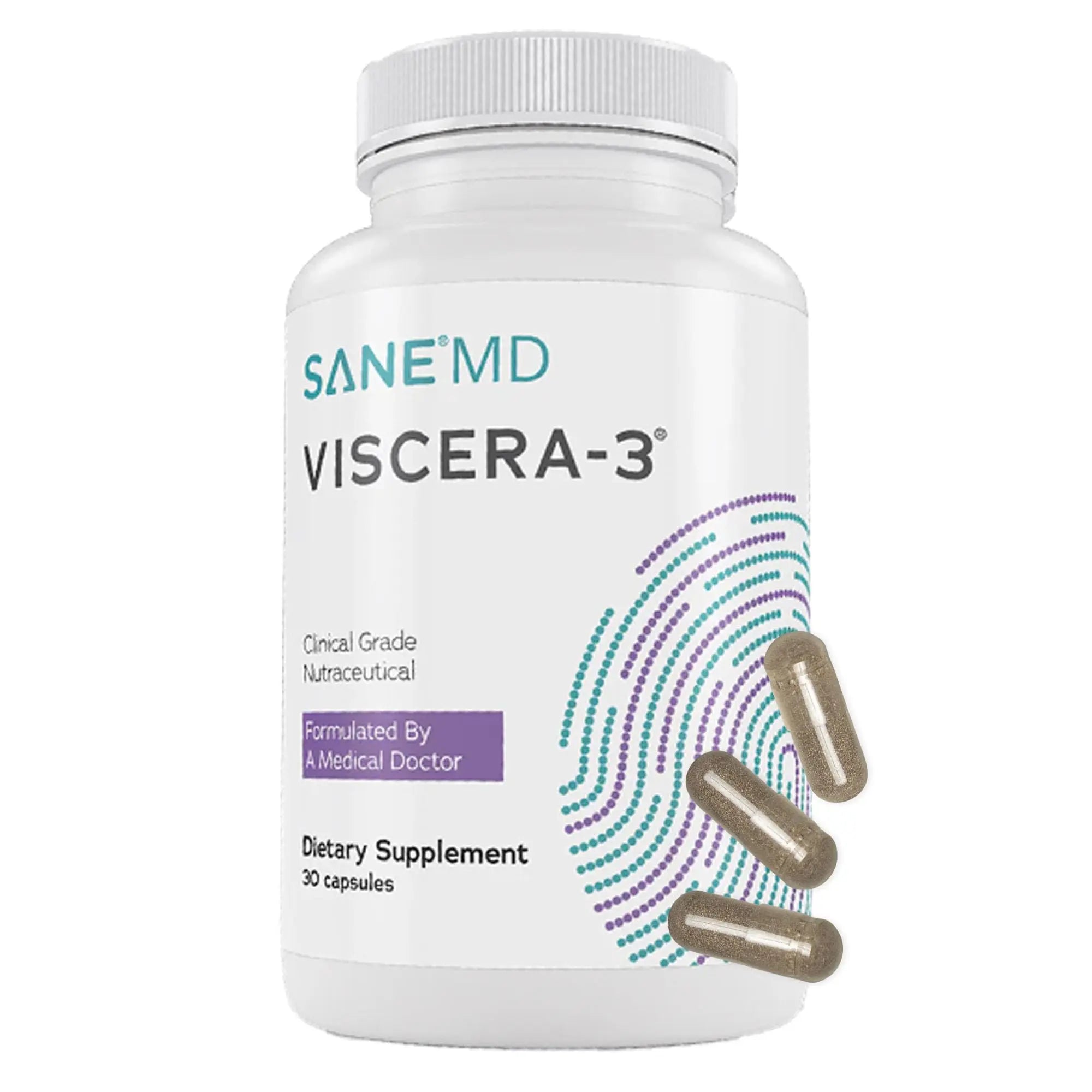 SANE MD - Viscera 3 Postbiotics with Tributyrin - Sodium Butyrate Supplement for Gas and Bloating Relief - Gut Health - IBS & Leaky Gut Butyric Acid Supplement - NSF Certified - 30 Capsules SANEBuy Supplements Australia