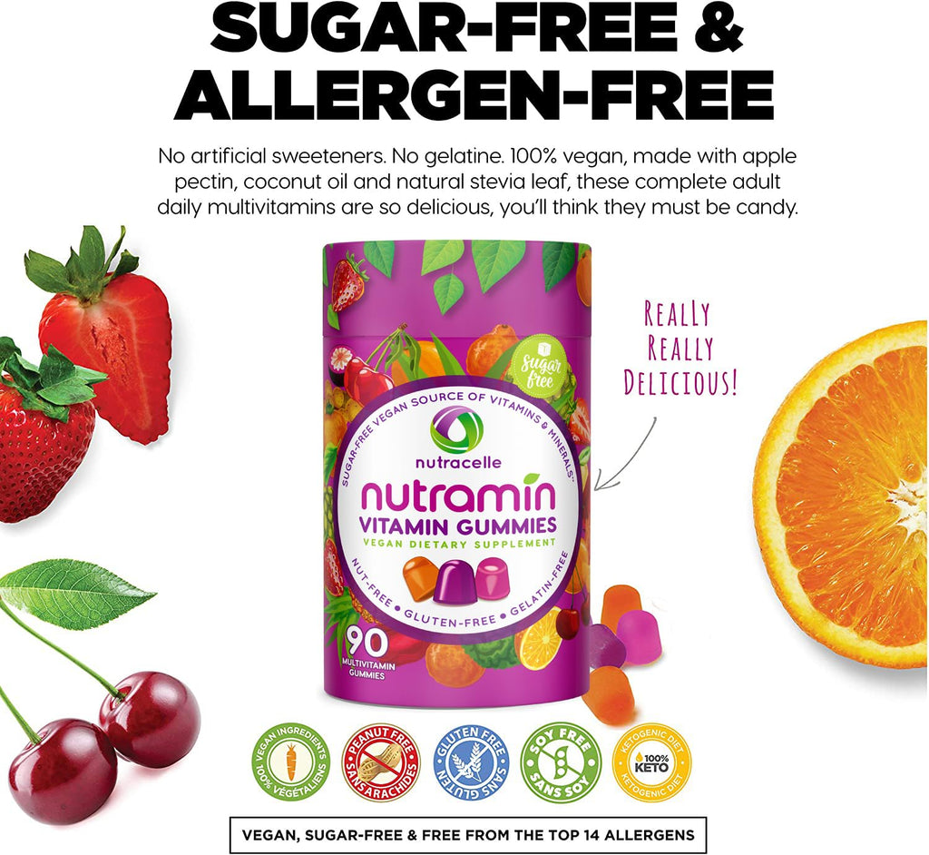 NUTRAMIN Daily Vegan Keto Multivitamin Gummies Vitamin C, D2, and Zinc for Immunity NutracelleBuy Supplements Australia