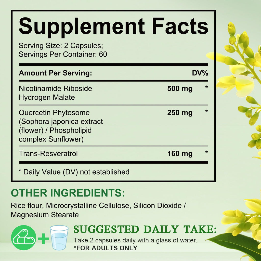 NAD Supplement, Nicotinamide Riboside, NAD 910MG Liposomal Supplements for Women & Men, NAD+ Supplement for Anti Aging and Cell Regeneration -120 Capsules NIFEISHIBuy Supplements Australia
