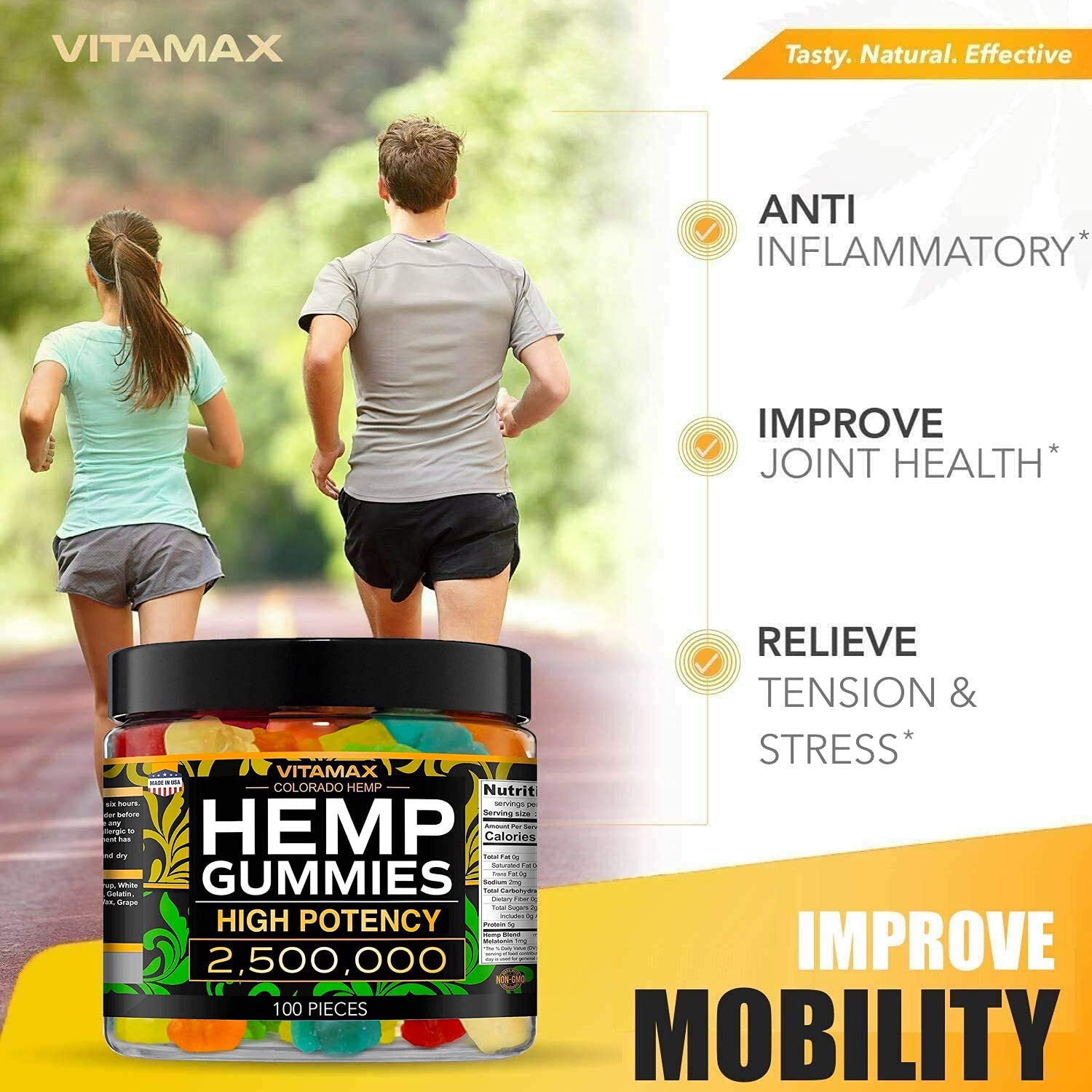 Vitamax Hemp Gummies - Great for Peace & Relaxation - 2,500,000 - Natural Fruit Flavors VitamaxBuy Supplements Australia