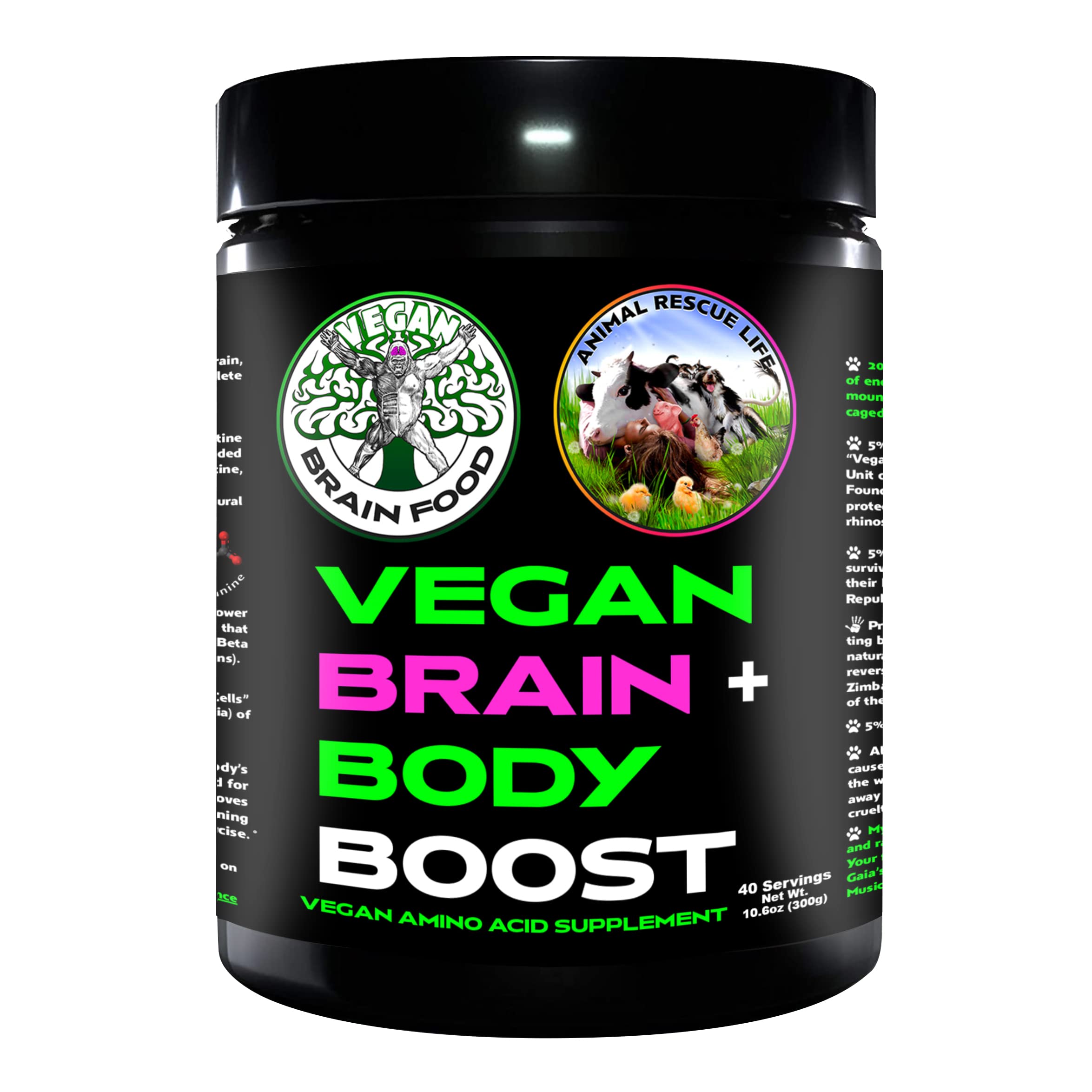Vegan Brain & Body Boost: The Cherry On Top of A Plant-Based Lifestyle | Working Intelligence | Anti-Aging | Physical Fitness | Vegan Amino Acids - Creatine, Taurine & Beta Alanine | 40 Servings/300g Vegan Brain FoodBuy Supplements Australia