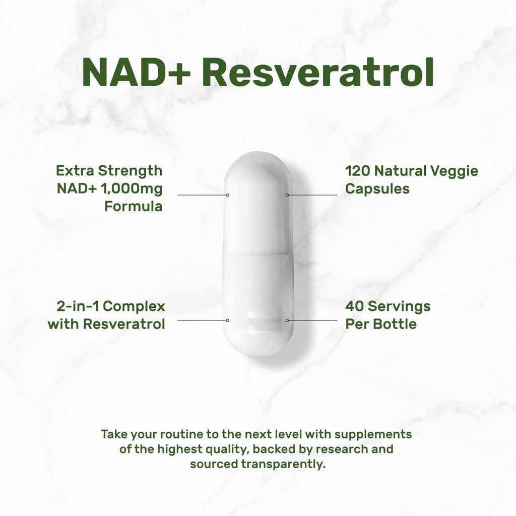 NAD+ Resveratrol Supplement 1,000mg Per Serving, 120 Veggie Capsules | 2-in-1 Extra Strength NMN Supplement Alternative | NAD Supplements for Women & Men | Non-GMO, Gluten Free DEAL SUPPLEMENTBuy Supplements Australia