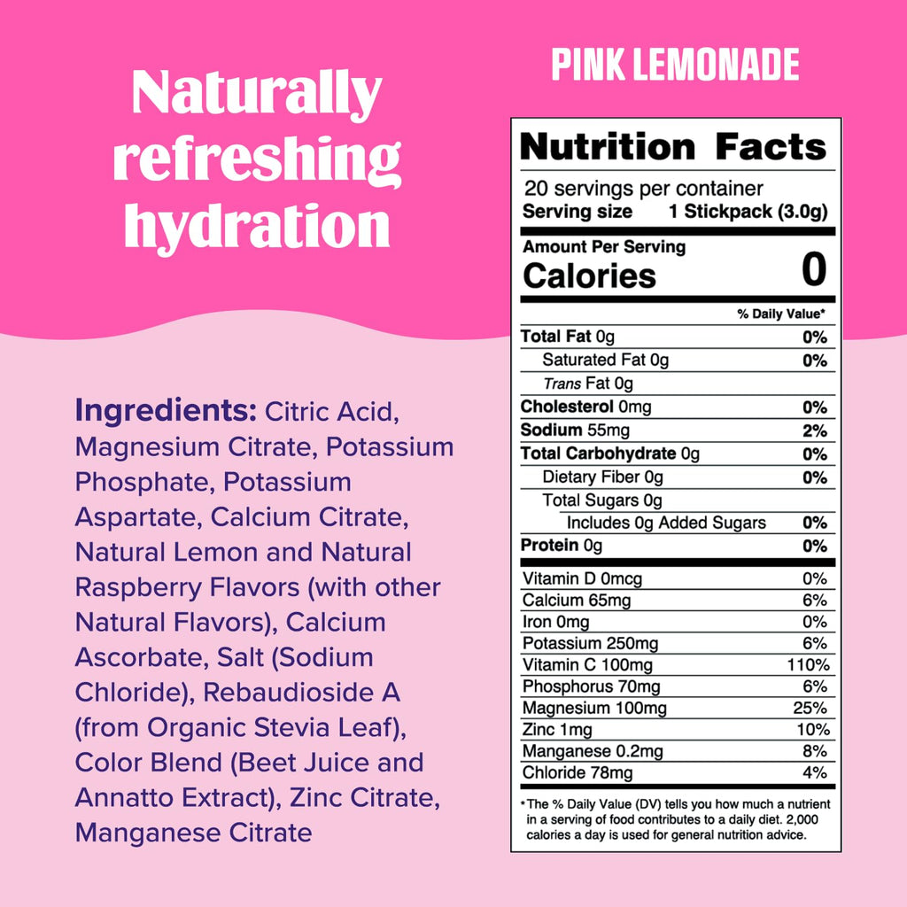 Ultima Replenisher Daily Electrolyte Drink Mix – Pink Lemonade, 20 Stickpacks – Hydration Ultima ReplenisherBuy Supplements Australia