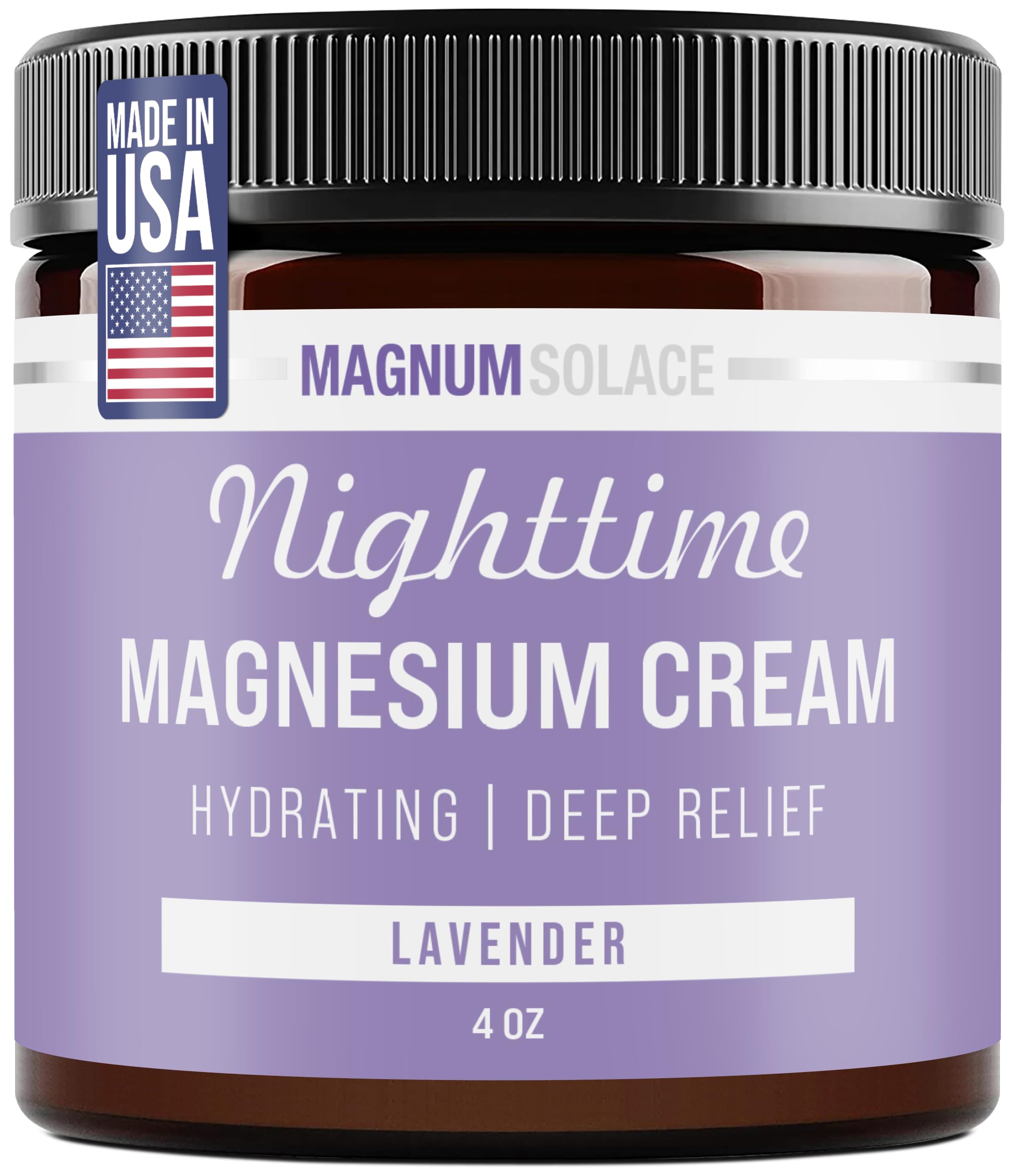 Magnum Solace Magnesium Lotion – Nighttime Magnesium Cream – Apply to Legs, Arms or Chest - Topical Magnesium Chloride – USA Made and Safe for Kids (Lavender) Magnum SolaceBuy Supplements Australia
