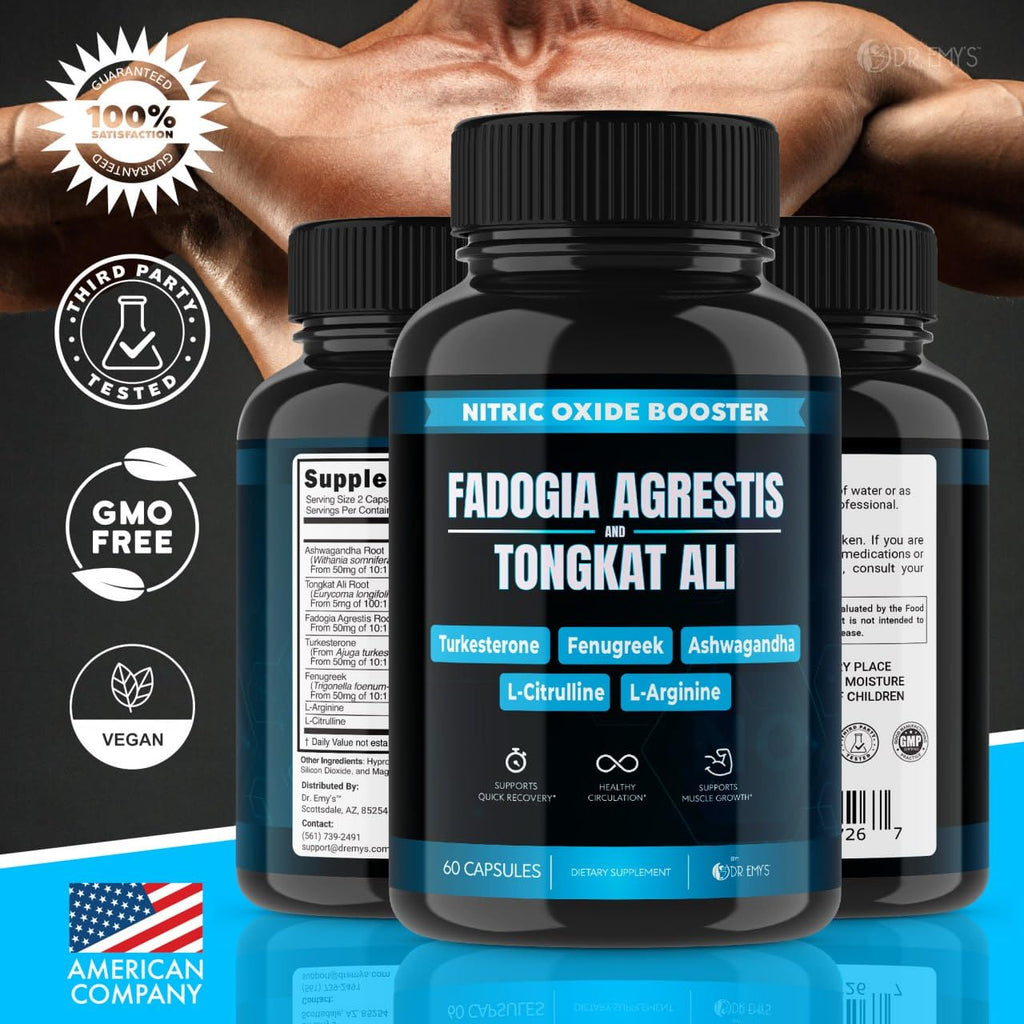 (2 Pack) Tongkat Ali Fadogia Agrestis Nitric Oxide Ashwagandha Supplement for Men Dr. Emy'sBuy Supplements Australia