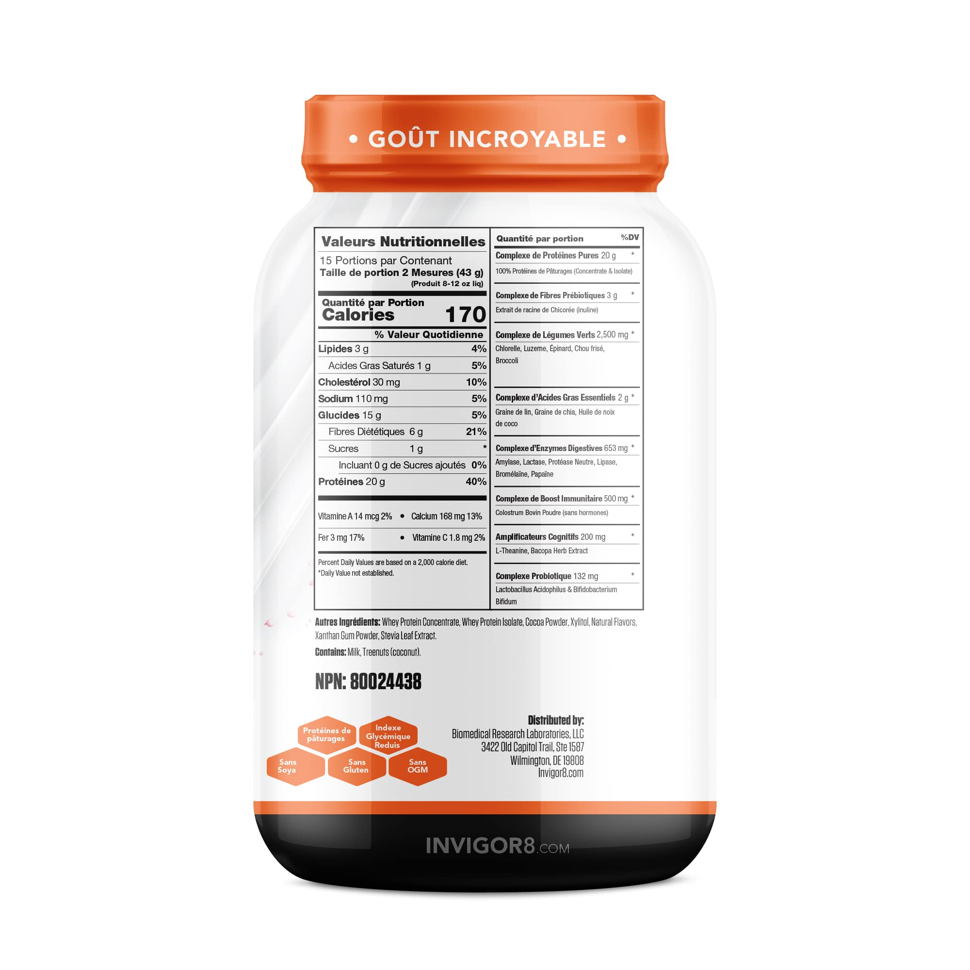 INVIGOR8 Superfood Grass Fed Whey Protein Isolate Shake Chocolate Brownie Gluten INVIGOR8Buy Supplements Australia