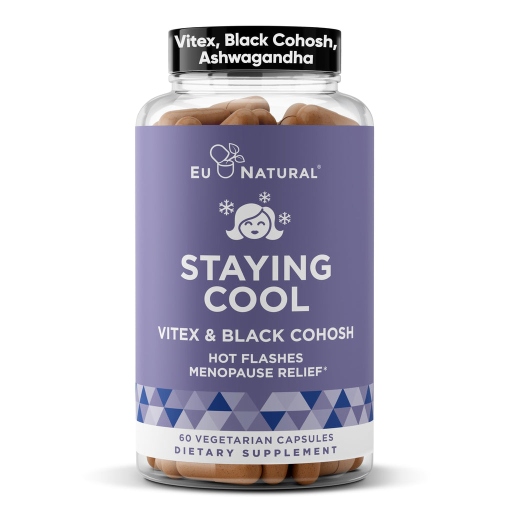 Staying Cool Menopause Supplements for Women – Hormonal Hot Flash Relief, Weight Support, & Night Sweats – Vitex Chaste Tree & Black Cohosh – 60 Vegetarian Soft Capsules Eu NaturalBuy Supplements Australia