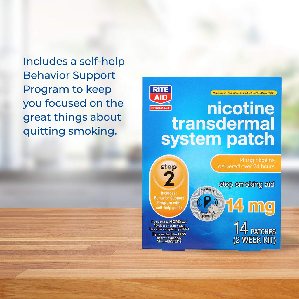 Rite Aid Nicotine Transdermal System Patch, Step 2, 14mg - 14 ct, Nicotine Rite AidBuy Supplements Australia