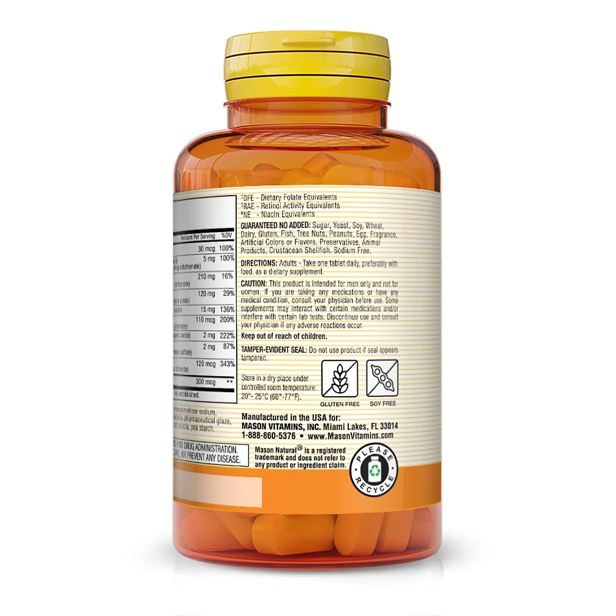 MASON NATURAL, Mens Daily Formula Equivalent to One a Day Mens Brand Tablets - 100 ea MASON NATURAL