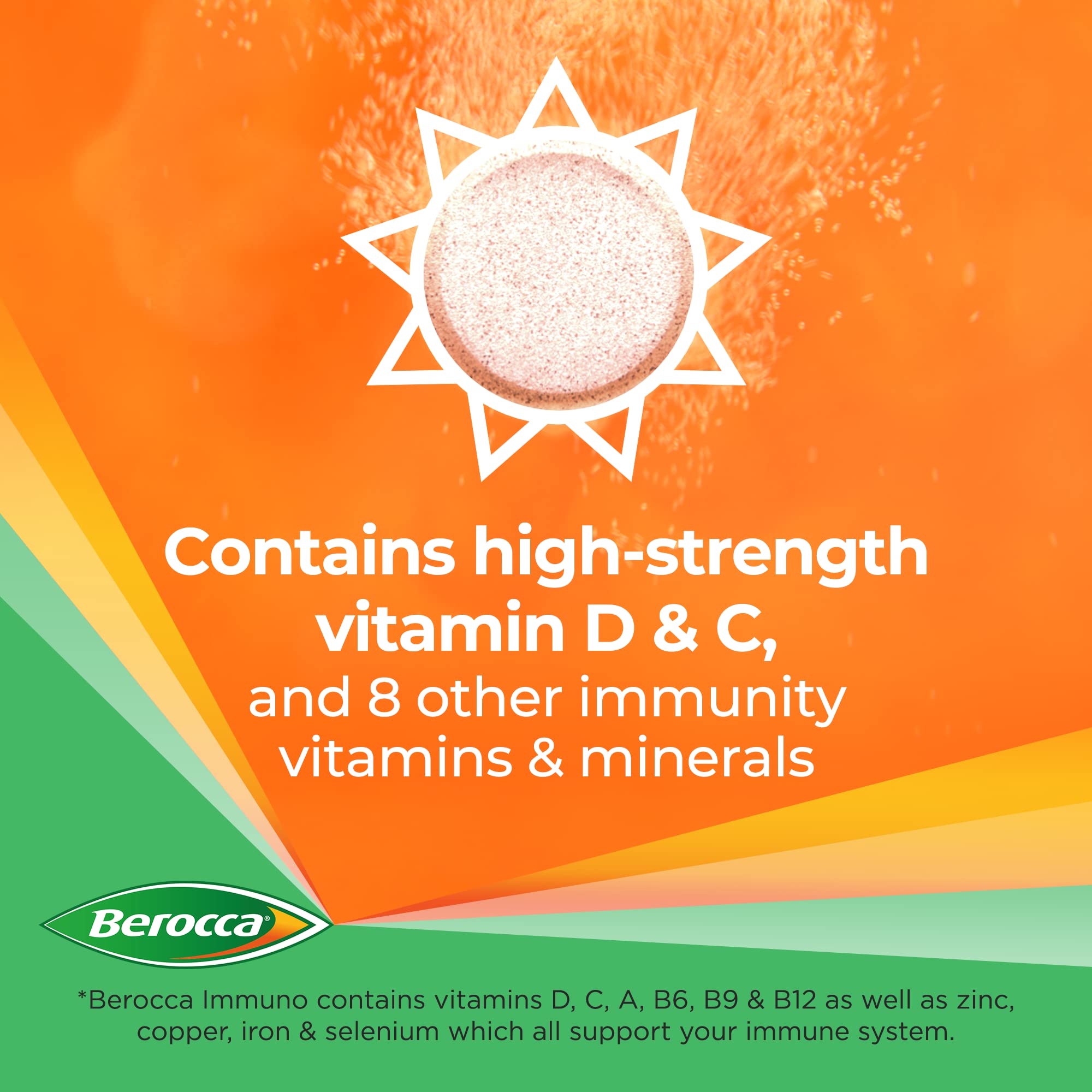 Berocca Immuno Effervescent Tablets, 11 Vitamins and Minerals, Including Vitamins D, C BeroccaBuy Supplements Australia