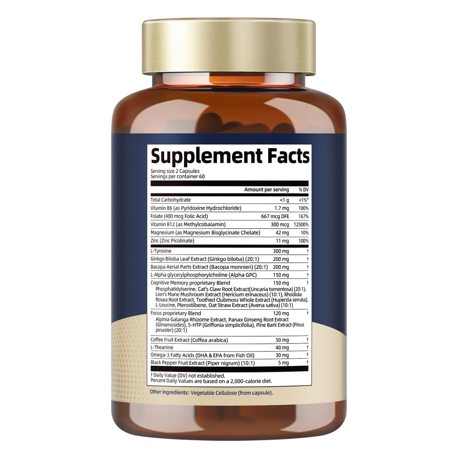 Totaria C-ognitive with Caffeine Pills, L-Tyrosine, Alpha GPC, Ginkgo Biloba, Bacopa Monnieri Brain Supplement for Memory and Focus, Brain Nootropic Support - Non-GMO, Gluten Free (2 Packs) TotariaBuy Supplements Australia