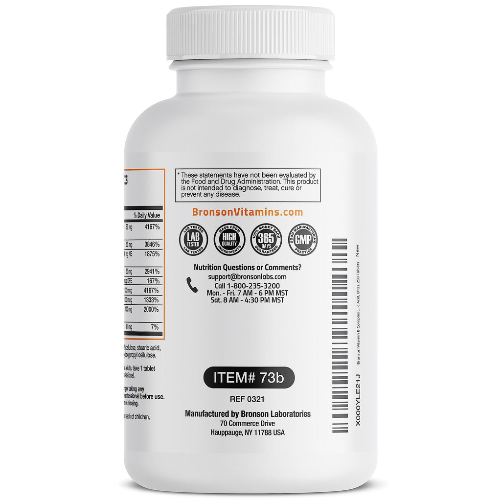 Bronson Super B Vitamin B Complex Sustained Slow Release Vitamin B1, B2, B3, B6, B9 BronsonBuy Supplements Australia