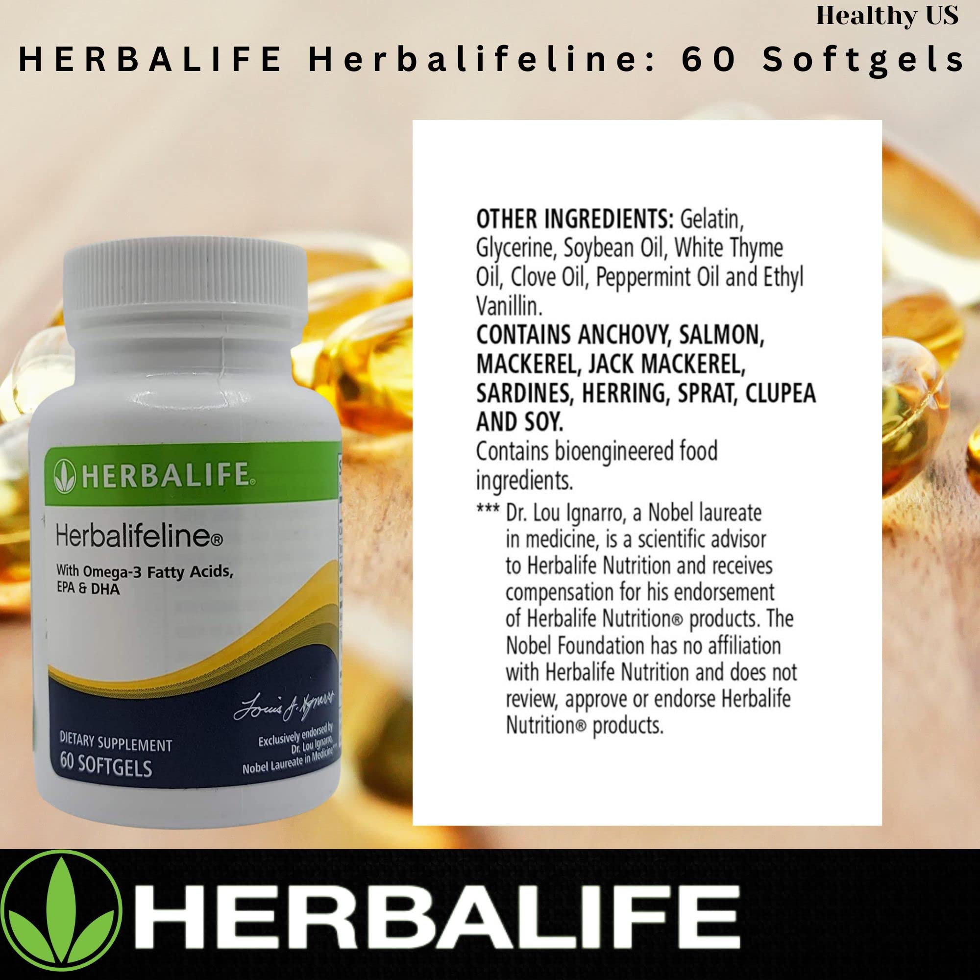 Herbalife Herbalifeline: 60 Softgels with Vitamin E, Marine Lipid Complex, Omega-3 Fatty HerbalifeBuy Supplements Australia