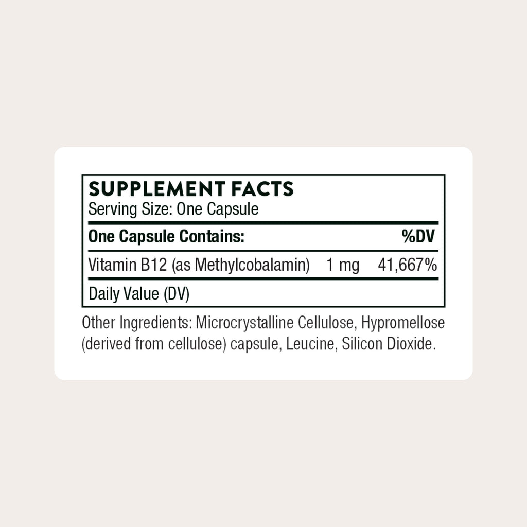 THORNE - Vitamin B12 - as Methylcobalamin - Supports Heart & Nerve Health, Blood Cell Function, Restful Sleep & Methylation* - Third-Party Certified