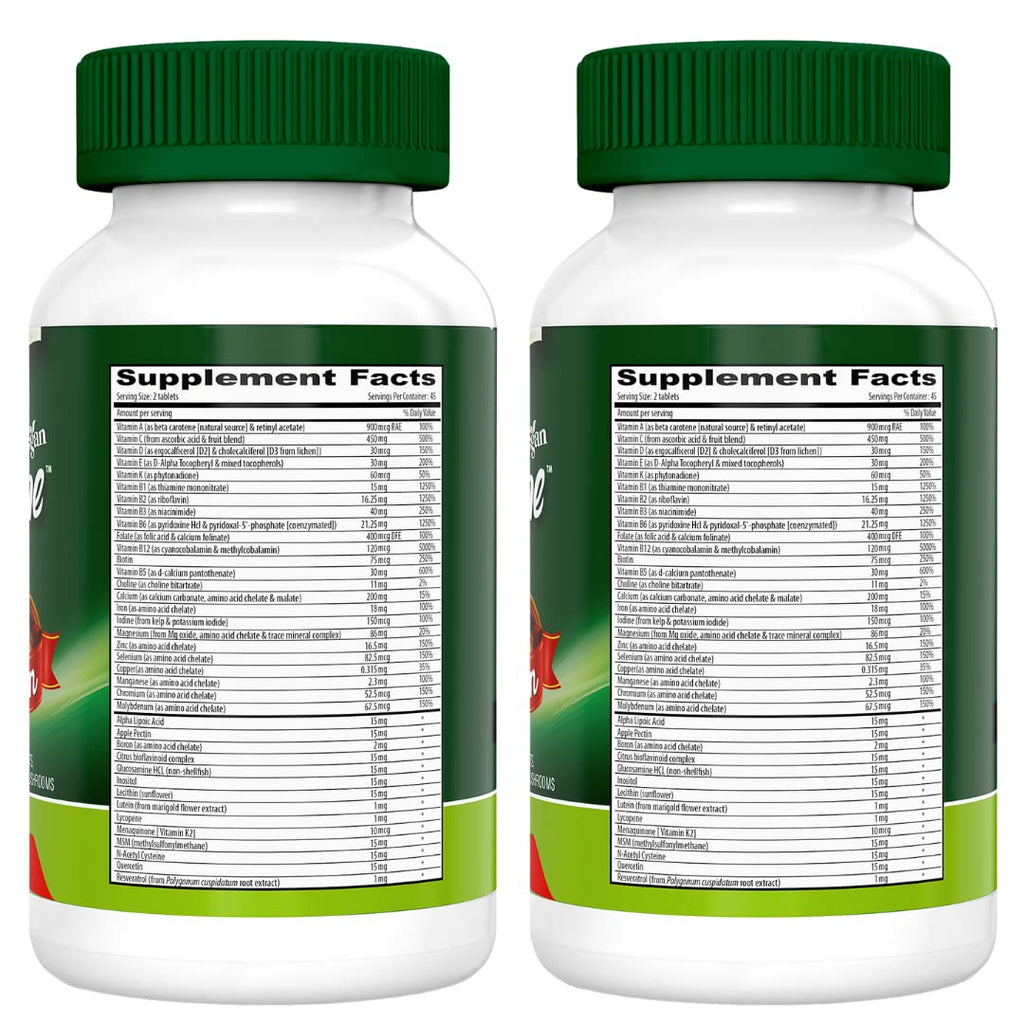 DEVA Tuba Prime Vegan Multivitamin Iron-Free High-Potency Vitamin & Mineral Dietary Supplement Antioxidants, Fruit & Veg Blend, Super Mushrooms, Probiotics, Prebiotics, Seeds, Herbs 90 Tabs 2-Pack DEVABuy Supplements Australia