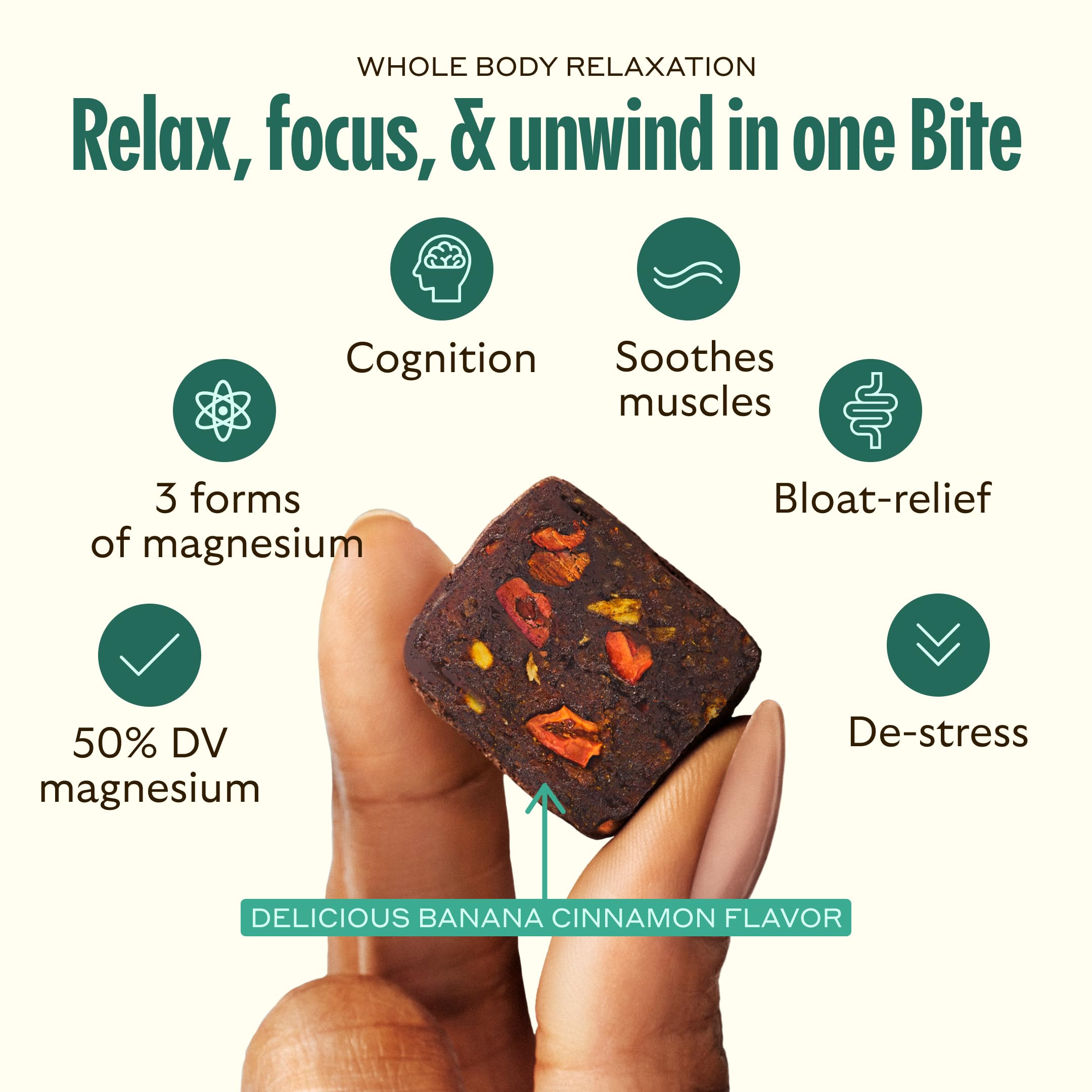 GEM Calm Bite | Supports Calm Mind & Clarity | Magnesium L-Threonate, Golden Chlorella, Lemon Balm | Holistic Non-Habit Forming | Gluten Free, Soy Free, Banana Cinnamon (7 Count) GEMBuy Supplements Australia