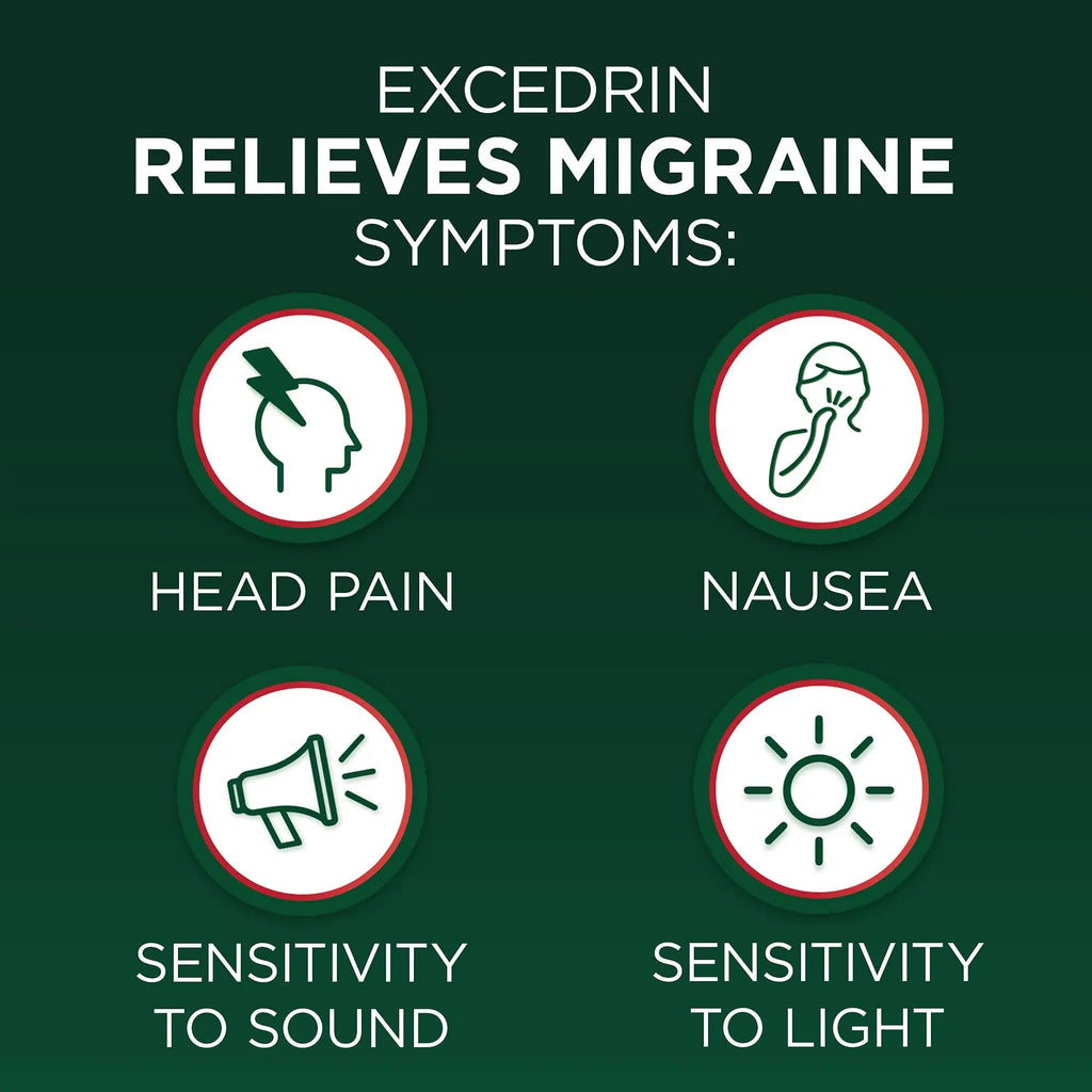 Excedrin Migraine Relief Caplets for Migraine Symptoms, Acetaminophen 250mg, Aspirin 250mg, Caffeine 65mg, Pain Reliever, 24 Count ExcedrinBuy Supplements Australia