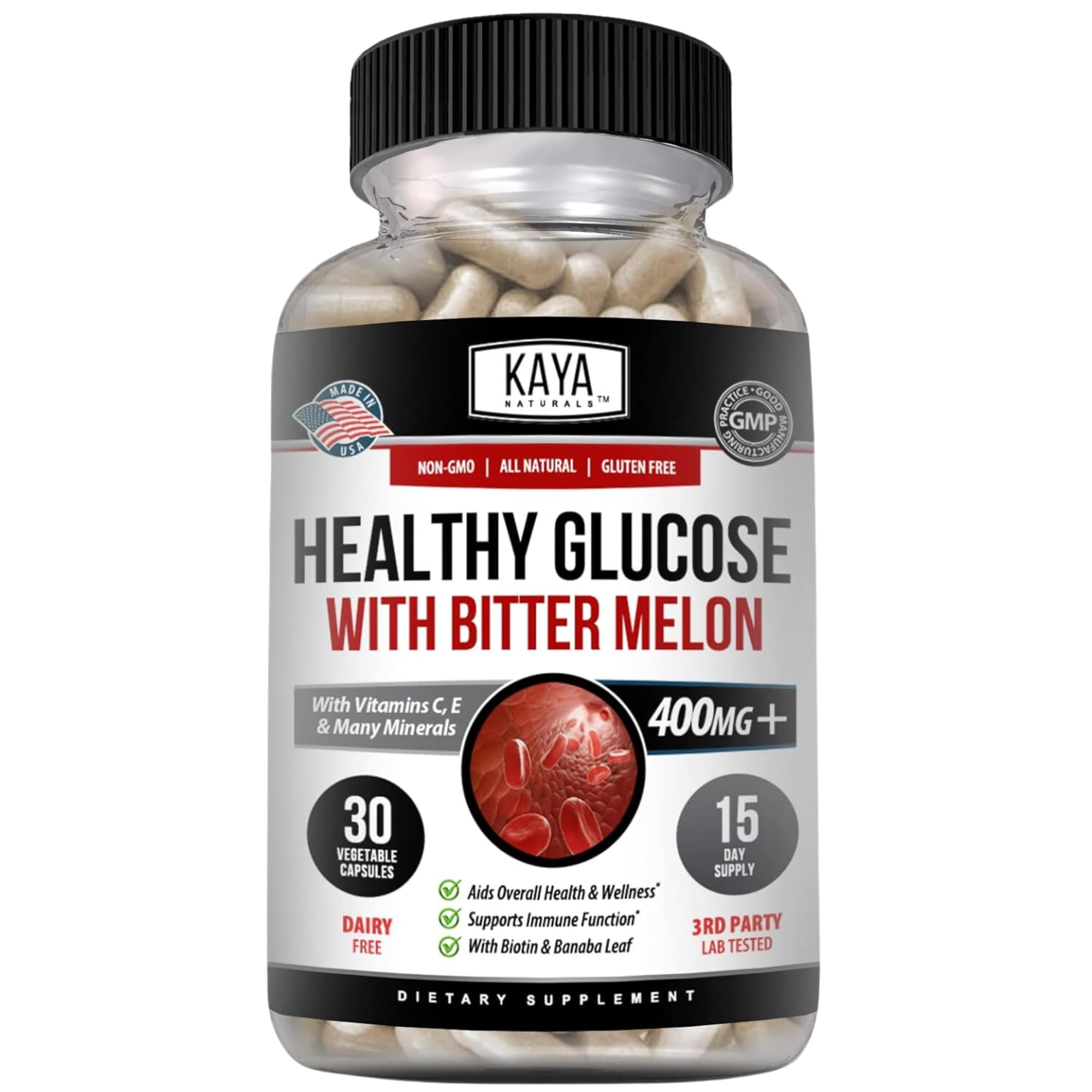 Kaya Naturals Healthy Gluco with Bittermelon Supplement | Support Healthy Levels and Function, 20 Herbs Vitamins and Minerals, Alpha Lipoic Acide, Cinnamon, Vitamin C & E, Non-GMO (30 Count) Kaya NaturalsBuy Supplements Australia