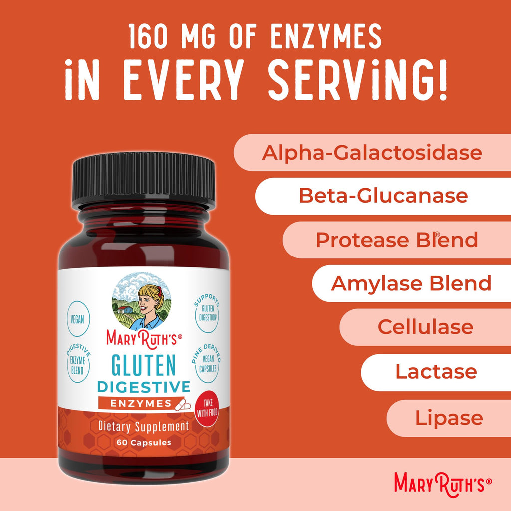 MaryRuth’s Gluten Digestive Enzymes | Up to 2 Month Supply | Proprietary Enzyme Blend | Vegan Pine-Based Capsules | Non-GMO | 60 Count MARYRUTH'SBuy Supplements Australia