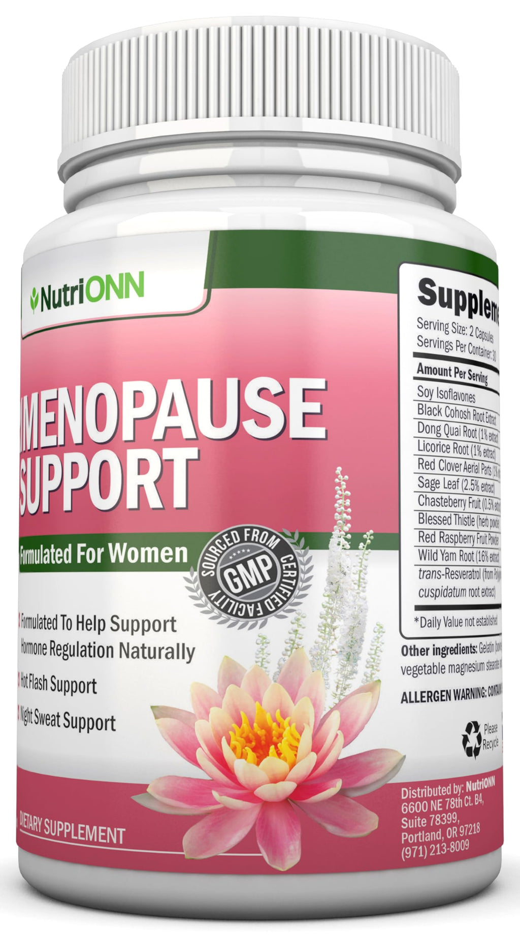 NutriONN Perimenopause Supplement for Women - Natural Support for Hot Flashes & Night Sweats - Improved Mood & Sleep - 11 Herbal Ingredients with Black Cohosh & Red Clover - Hormone Balance - Non-GMO NutriONNBuy Supplements Australia