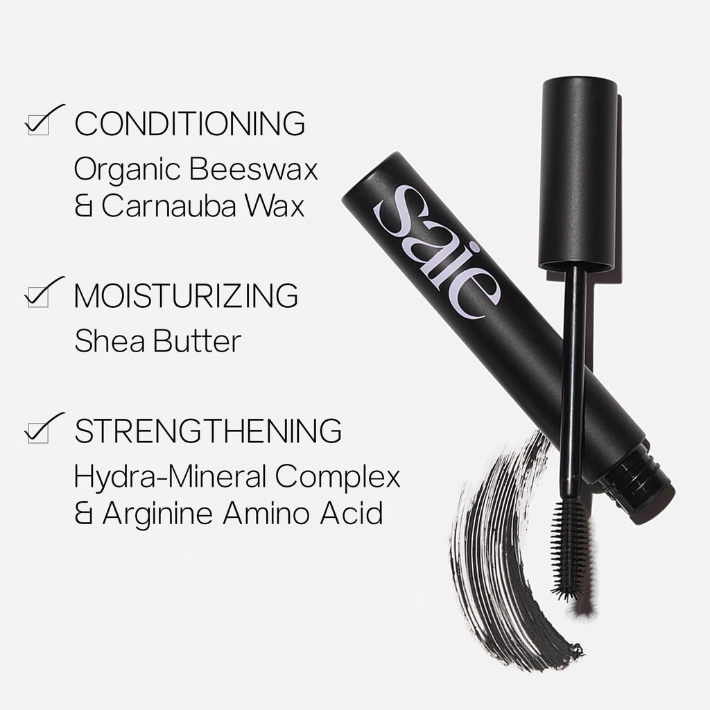 Saie Mascara 101 - Lash Lengthening Mascara for Thick, Bold, Lifted Lashes - Buildable Eye Makeup Formulated to Strengthen and Condition with Rich Nutrients - Black (0.31 oz) SaieBuy Supplements Australia