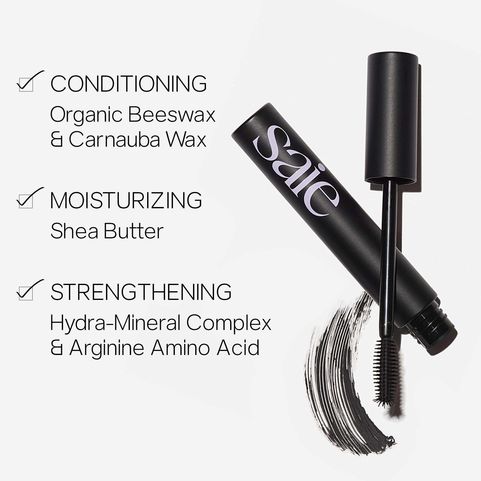 Saie Mascara 101 - Lash Lengthening Mascara for Thick, Bold, Lifted Lashes - Buildable Eye Makeup Formulated to Strengthen and Condition with Rich Nutrients - Black (0.31 oz) SaieBuy Supplements Australia