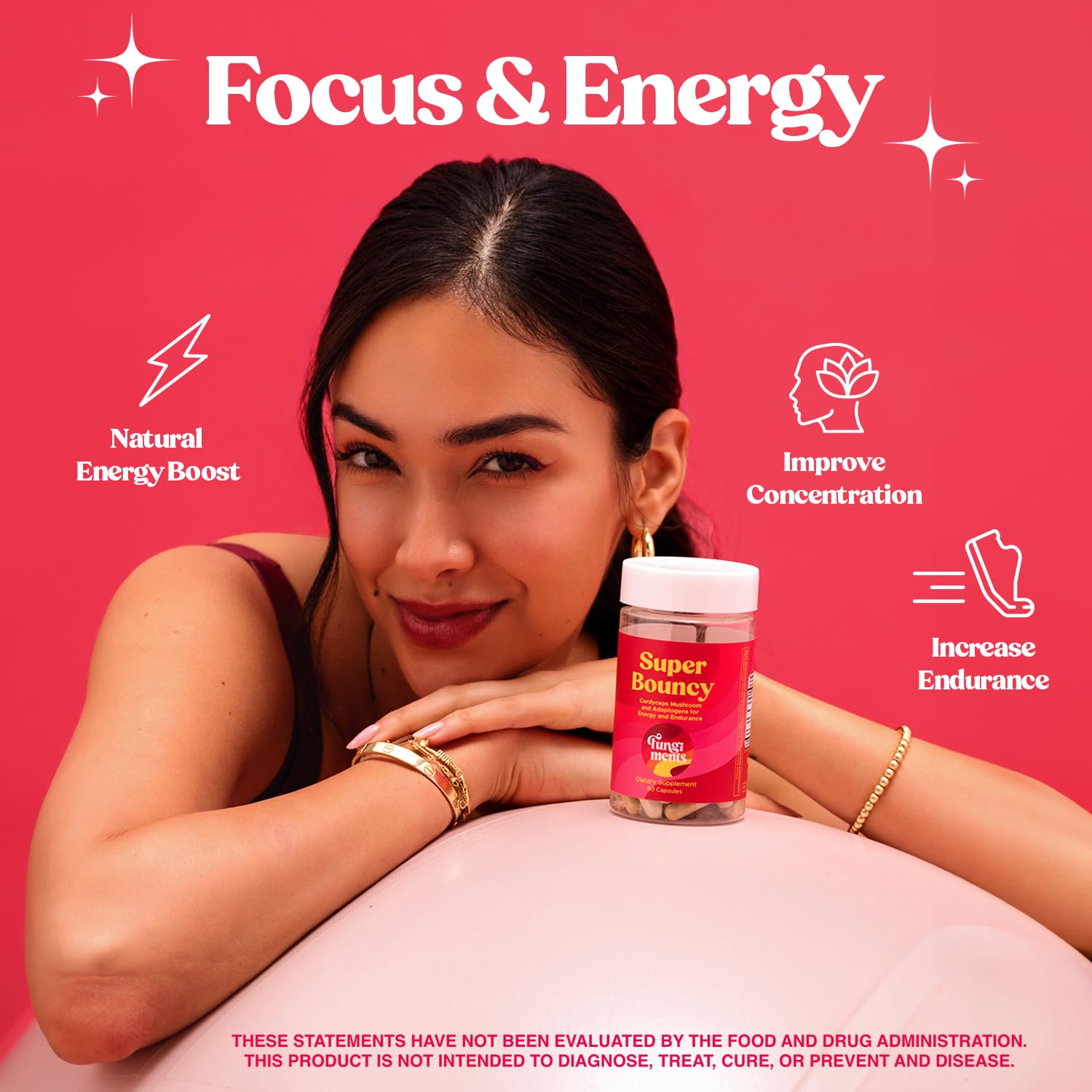 Fungiments Super Bouncy Mushroom Supplement – Cordyceps Focus Capsules for Adults – Natural Brain Boost, Green Tea Energy Vitamins Without jitters, Stamina for Women, Fatigue Support – 60 Count FungimentsBuy Supplements Australia