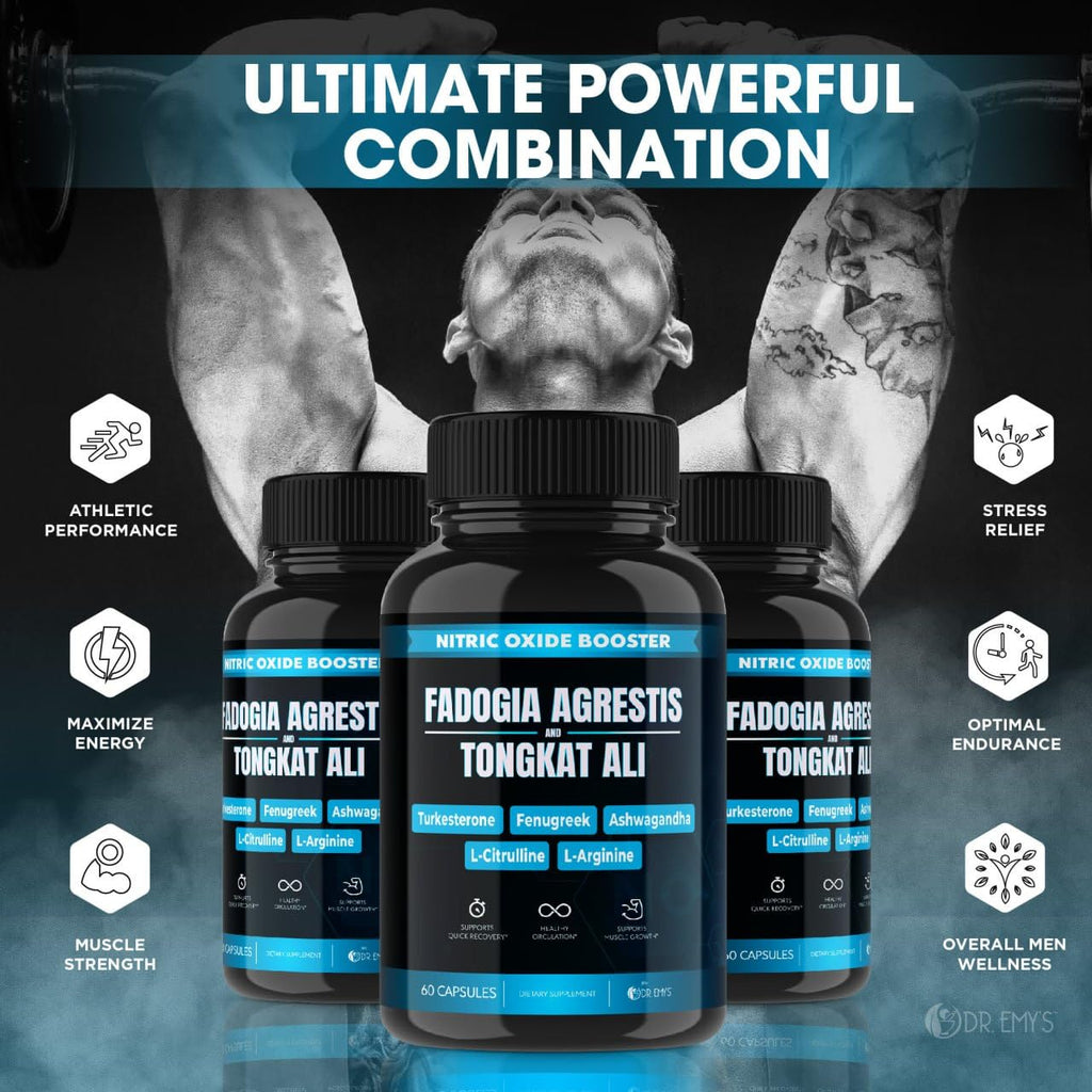 (2 Pack) Tongkat Ali Fadogia Agrestis Nitric Oxide Ashwagandha Supplement for Men Dr. Emy'sBuy Supplements Australia