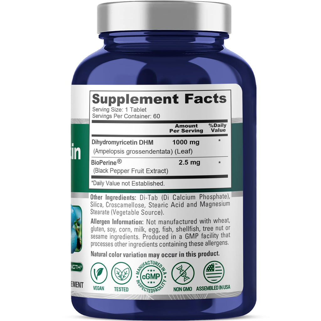 NusaPure Dihydromyricetin (DHM) 1,000mg 60 Veggie Tablets (No GMO & 100% Vegetarian) NusaPureBuy Supplements Australia