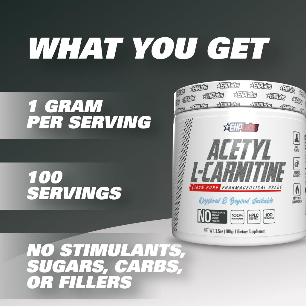 EHP Labs Acetyl L Carnitine Powder, Supports Natural Energy Production, Supports Metabolism EHP LabsBuy Supplements Australia