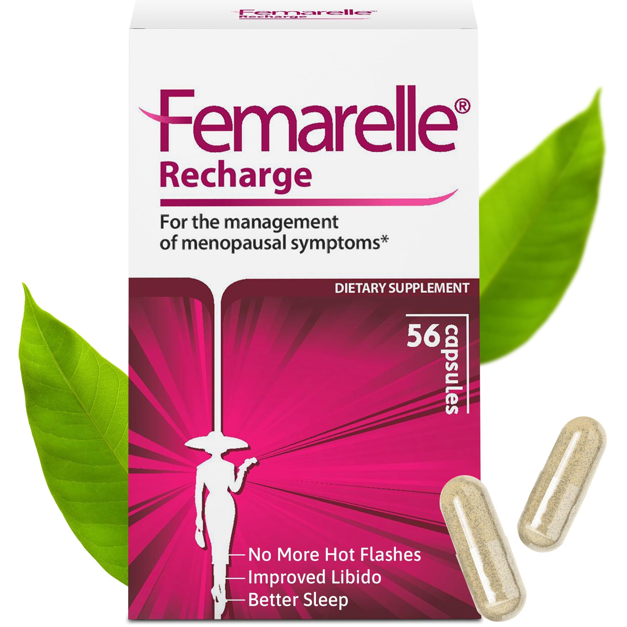 Femarelle® Recharge – Menopause Supplement for Women - Clinically Proven Menopause Relief - Hot Flashes, Night Sweats, Sleep & Libido Support Within 1st Month, Gluten-Free, GMO-Free & Hormone Free FemarelleBuy Supplements Australia