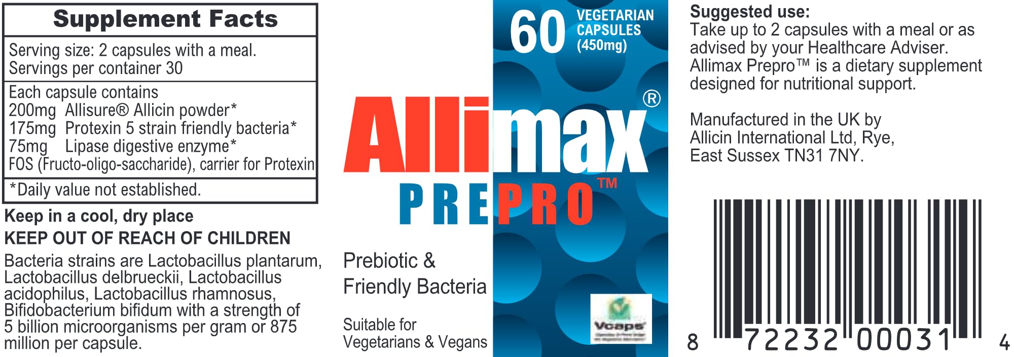 ALLIMAX Pre Pro - 60 Caps. Stabilized allicin Plus prebiotics, probiotics and Digestive enzymes. ALLIMAXBuy Supplements Australia