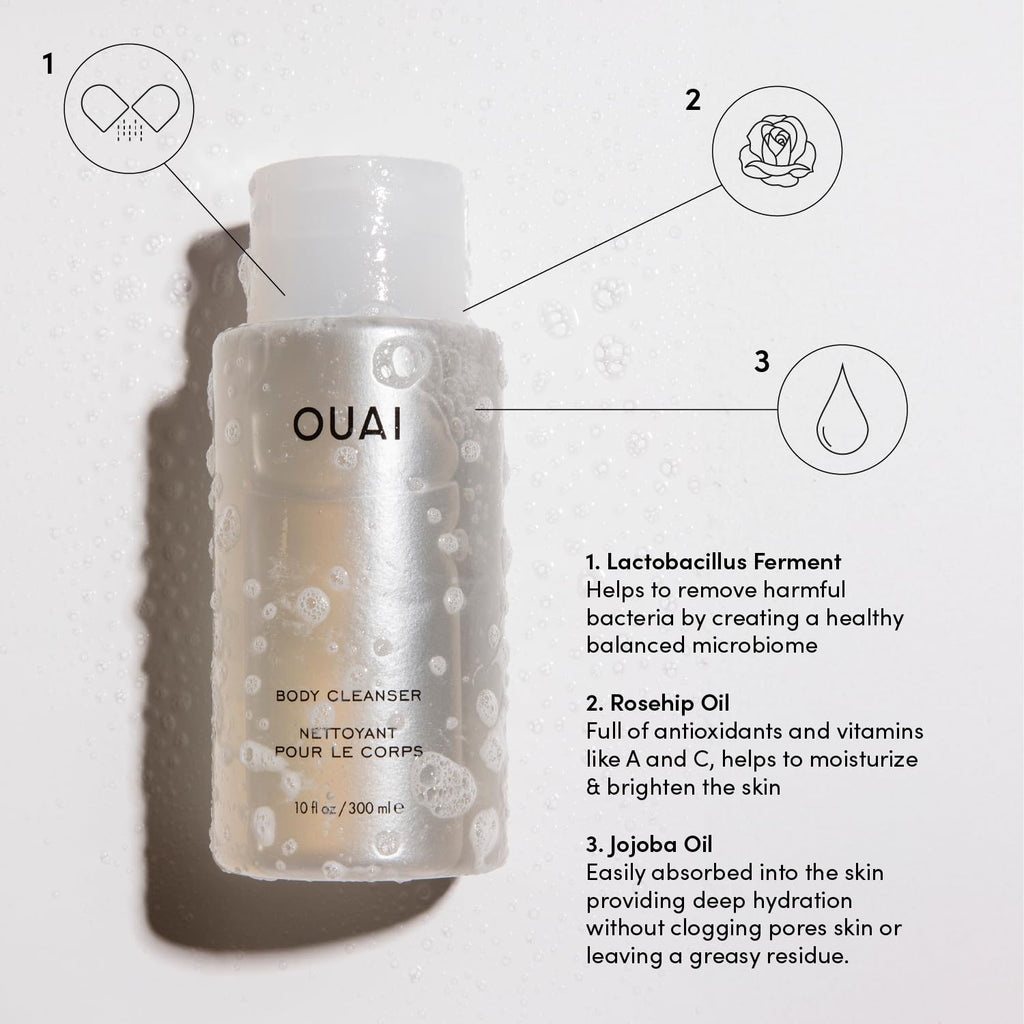 OUAI Body Cleanser, Dean Street - Foaming Body Wash with Jojoba Oil and Rosehip Oil to Hydrate, Nurture, Balance and Soften Skin - Paraben, Phthalate and Sulfate Free Skin Care Products (10 Fl Oz) OUAIBuy Supplements Australia