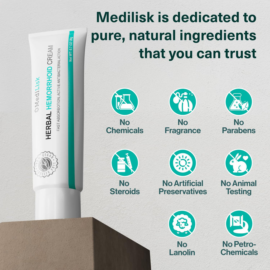 MediLisk Herbal Hemorrhoid Cream – Hemorrhoid Treatment – Fast Acting Formula for Supporting with Itching & Burning – Non-Steroidal Natural Formula – 0.7 oz – Pack of 1 MediLiskBuy Supplements Australia