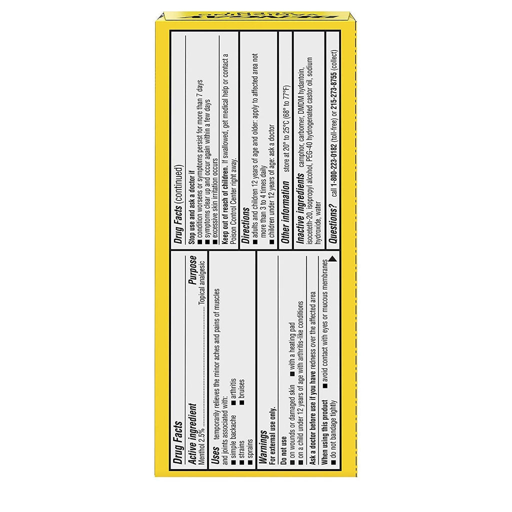 Bengay Menthol 2.5% Topical Analgesic Gel Vanishing Scent 2oz BengayBuy Supplements Australia